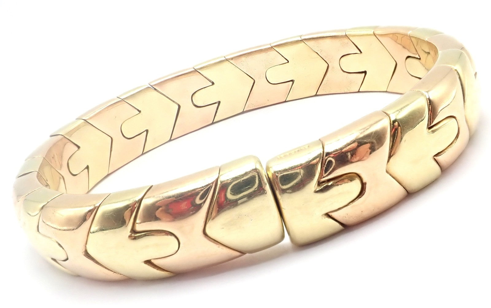 Bulgari Jewelry & Watches:Fine Jewelry:Bracelets & Charms Authentic! Bulgari Bvlgari Alveare 18k Yellow & Rose Gold Bangle Cuff Bracelet
