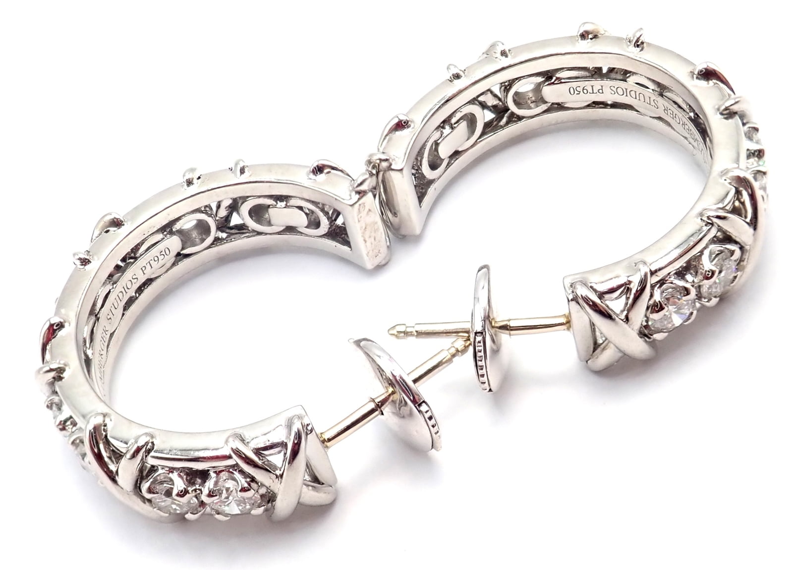 Jean Schlumberger for Tiffany & Co. Jewelry & Watches:Fine Jewelry:Earrings Authentic Tiffany & Co Schlumberger Twenty Stones Platinum Diamond Hoop Earrings