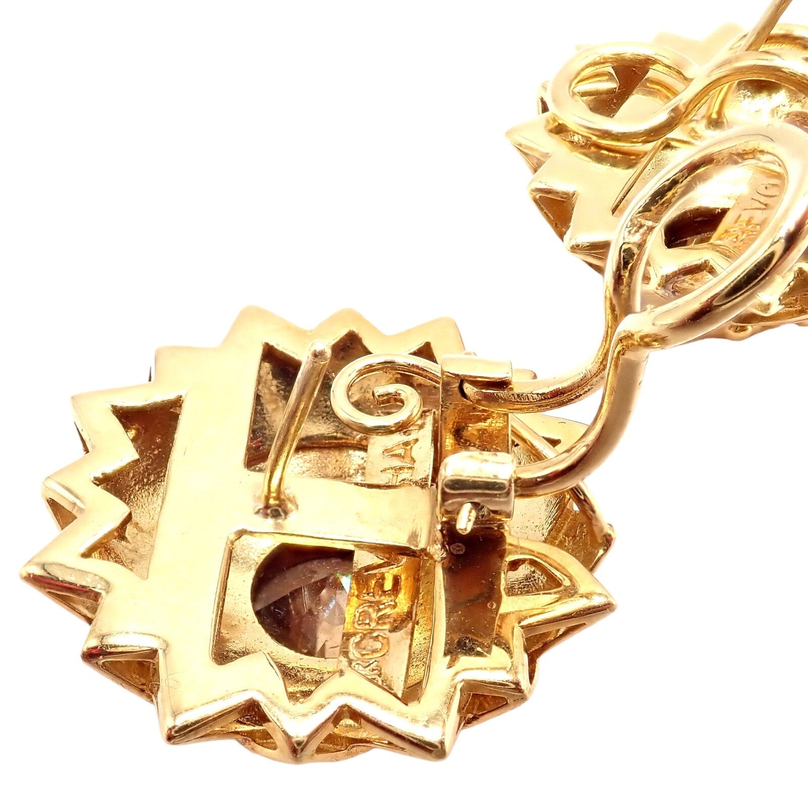 Rare! Vintage Paula Crevoshay 18k Gold Brown Zircon Round Flower Earrings OOAK | Fortrove