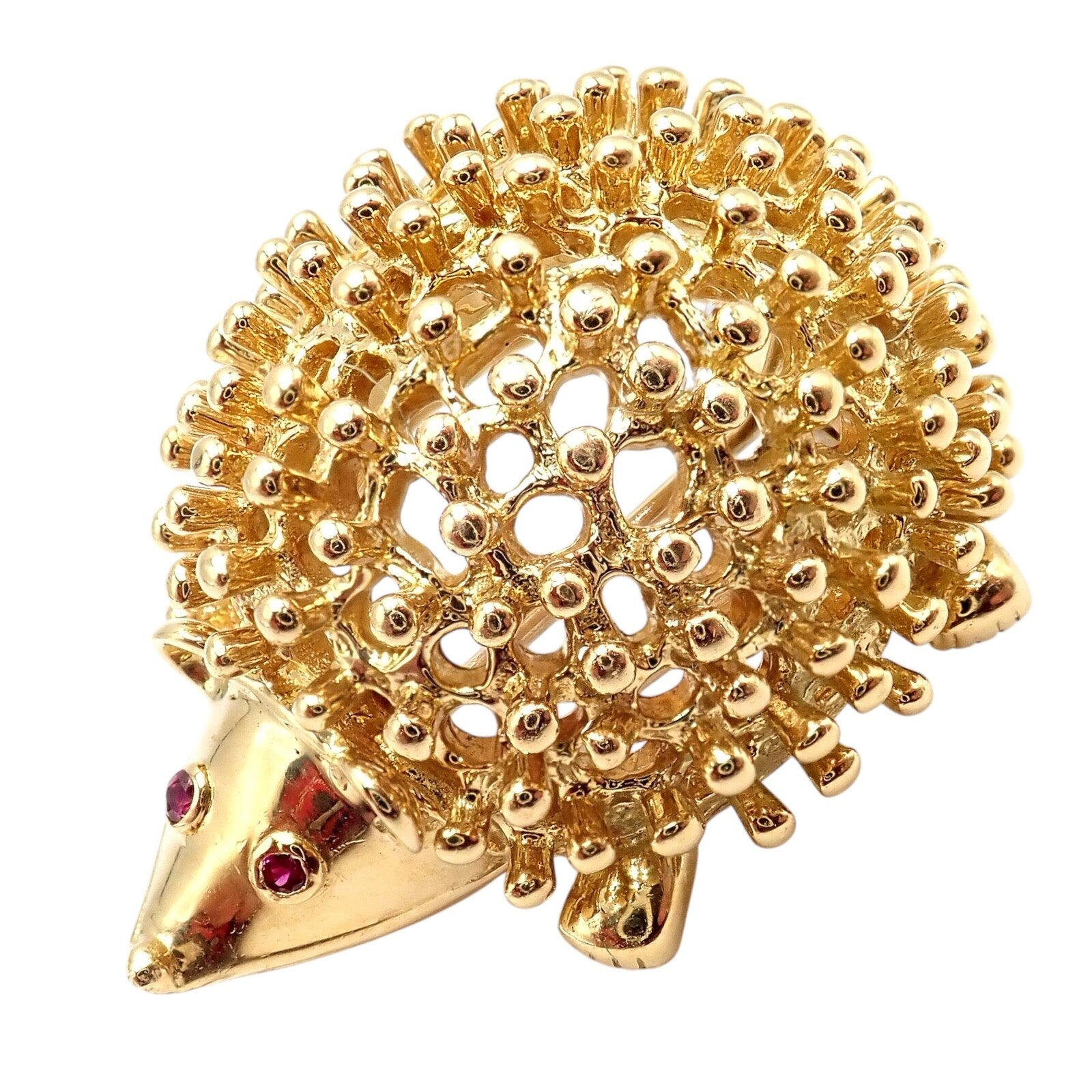 Vintage! Tiffany & Co Schlumberger 18k Yellow Gold Hedgehog Ruby Brooch Pin | Fortrove