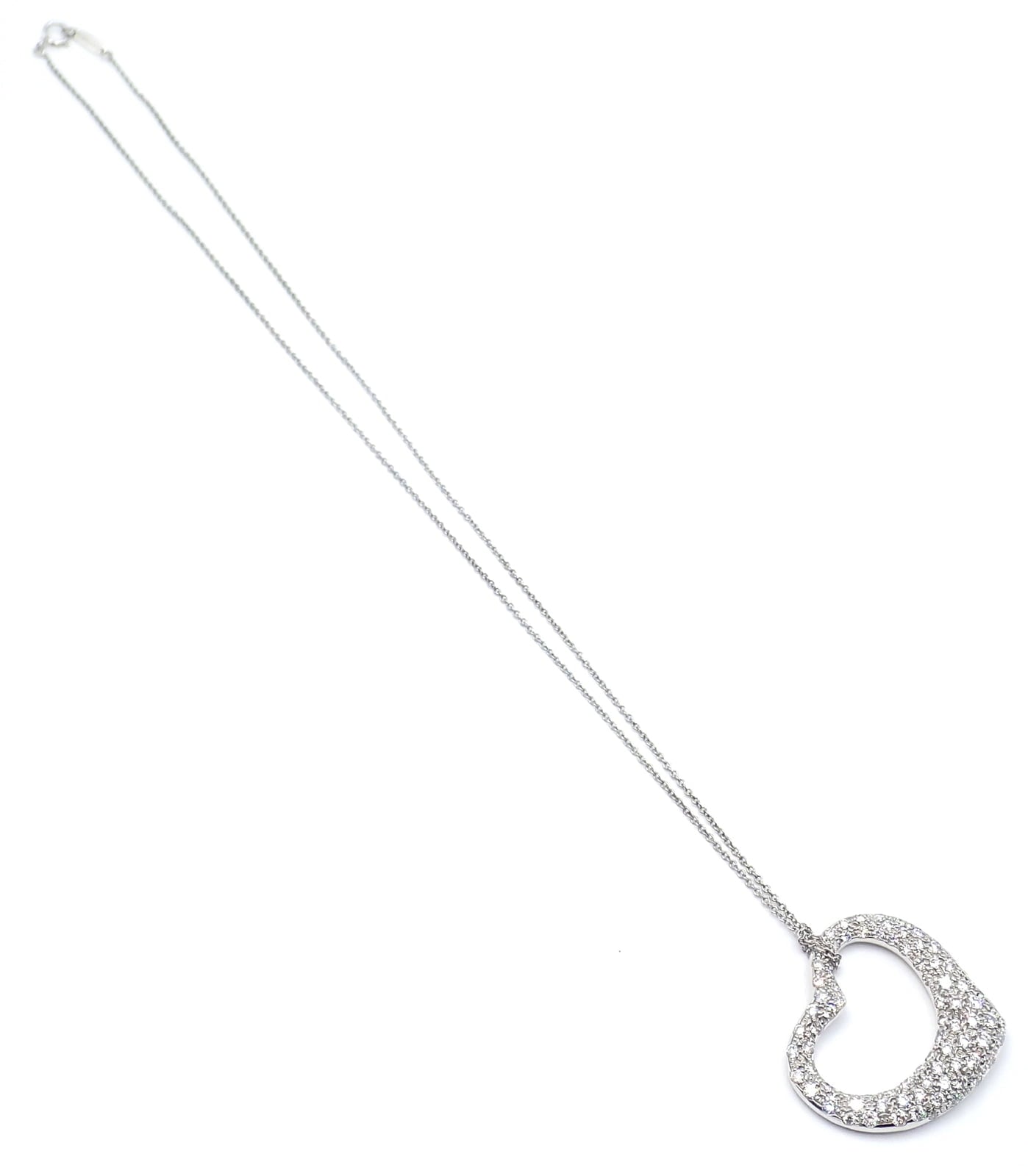 Tiffany & Co. Jewelry & Watches:Fine Jewelry:Necklaces & Pendants Authentic Tiffany & Co Peretti Platinum Diamond Large Open Heart Necklace $26000