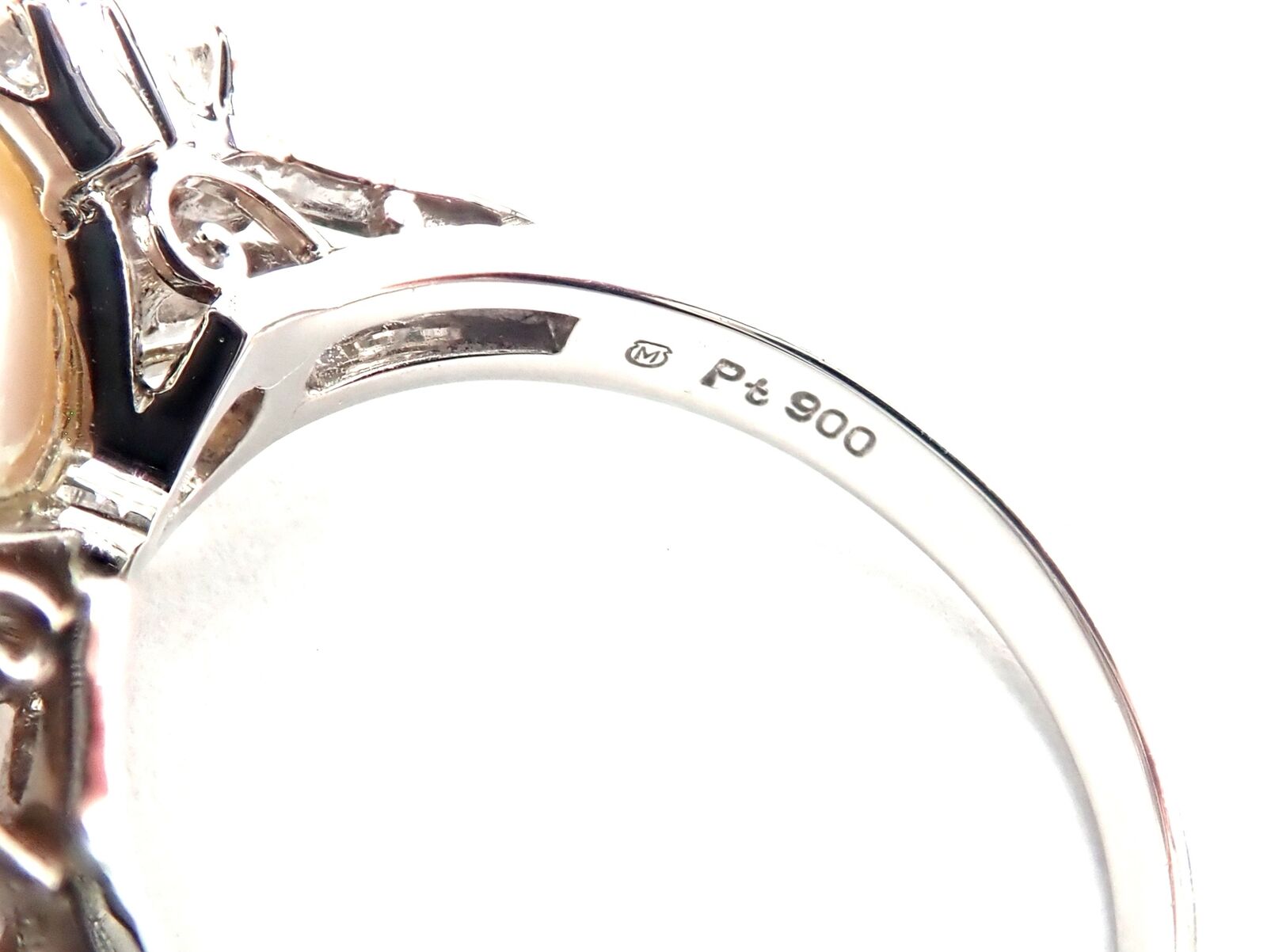 Rare! Authentic Mikimoto Platinum Diamond Large 12mm South Sea Pearl Ring | Fortrove