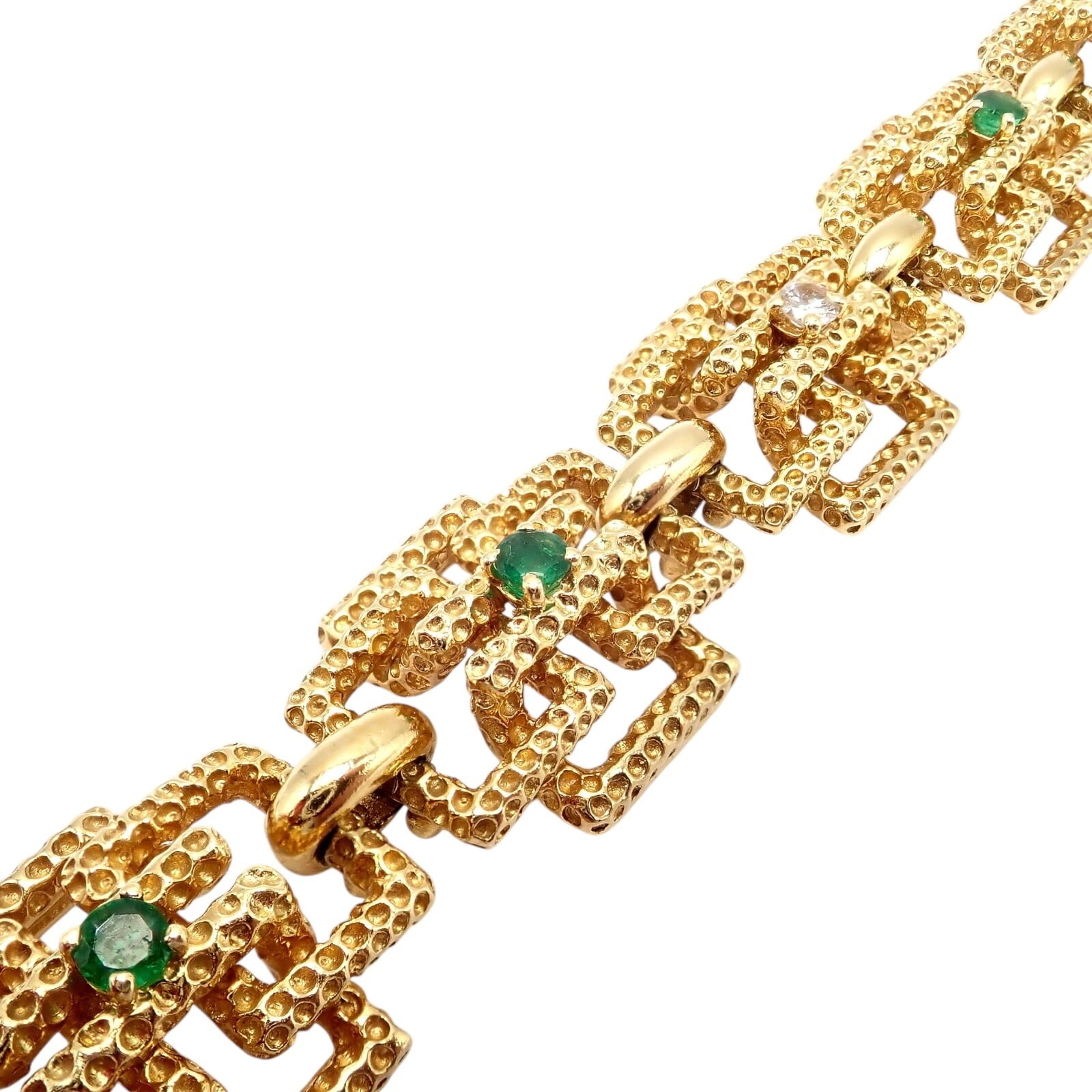 Vintage Tiffany & Co France 18k Yellow Gold Diamond Emerald Bracelet | Fortrove
