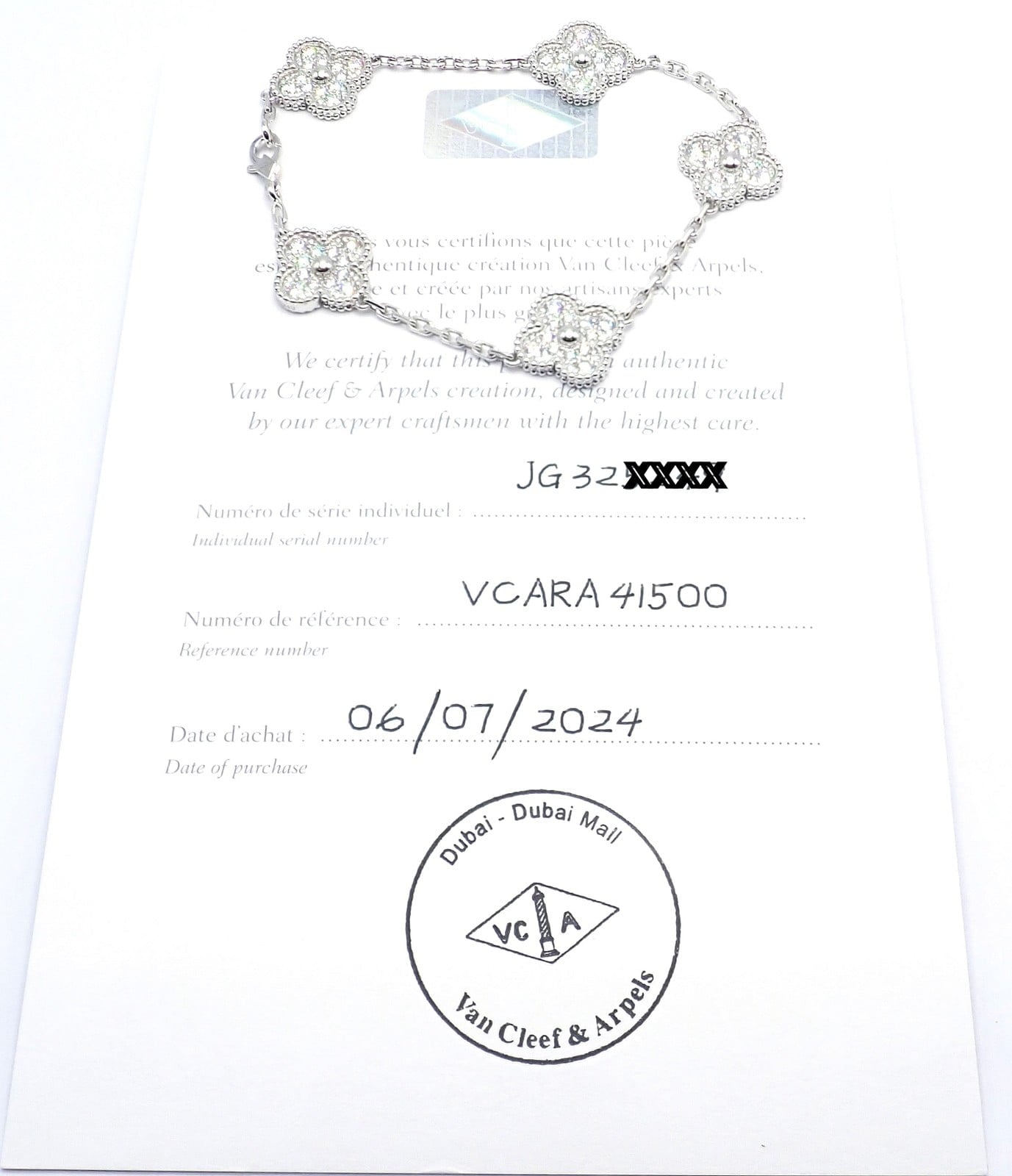 Van Cleef & Arpels Jewelry & Watches:Fine Jewelry:Jewelry Sets Van Cleef & Arpels 18k Gold Vintage Alhambra Diamond Necklace Bracelet Set Cert.
