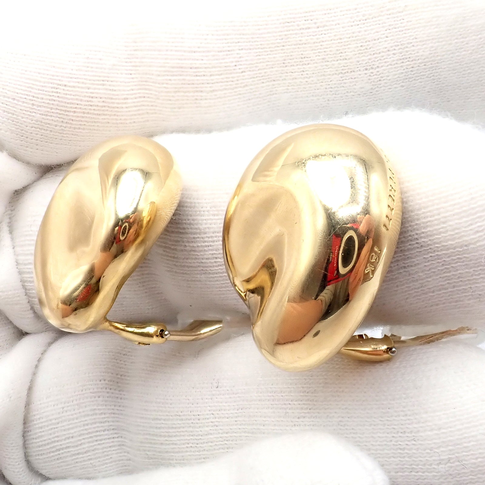Authentic Tiffany & Co Peretti 18k Yellow Gold Extra Large Thumbprint Earrings | Fortrove