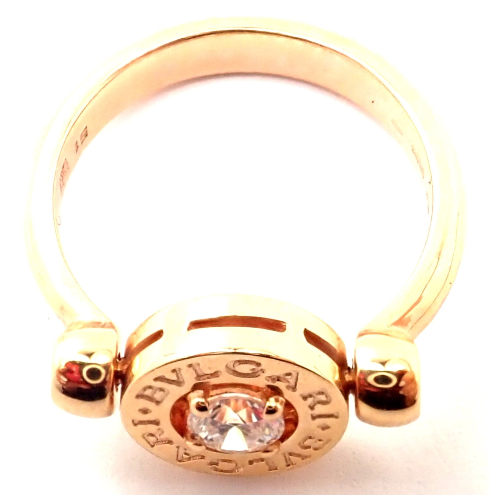 Bulgari Jewelry & Watches:Fine Jewelry:Rings Authentic! BULGARI BVLGARI 18k Rose Gold Diamond Flip Ring Size 5.75