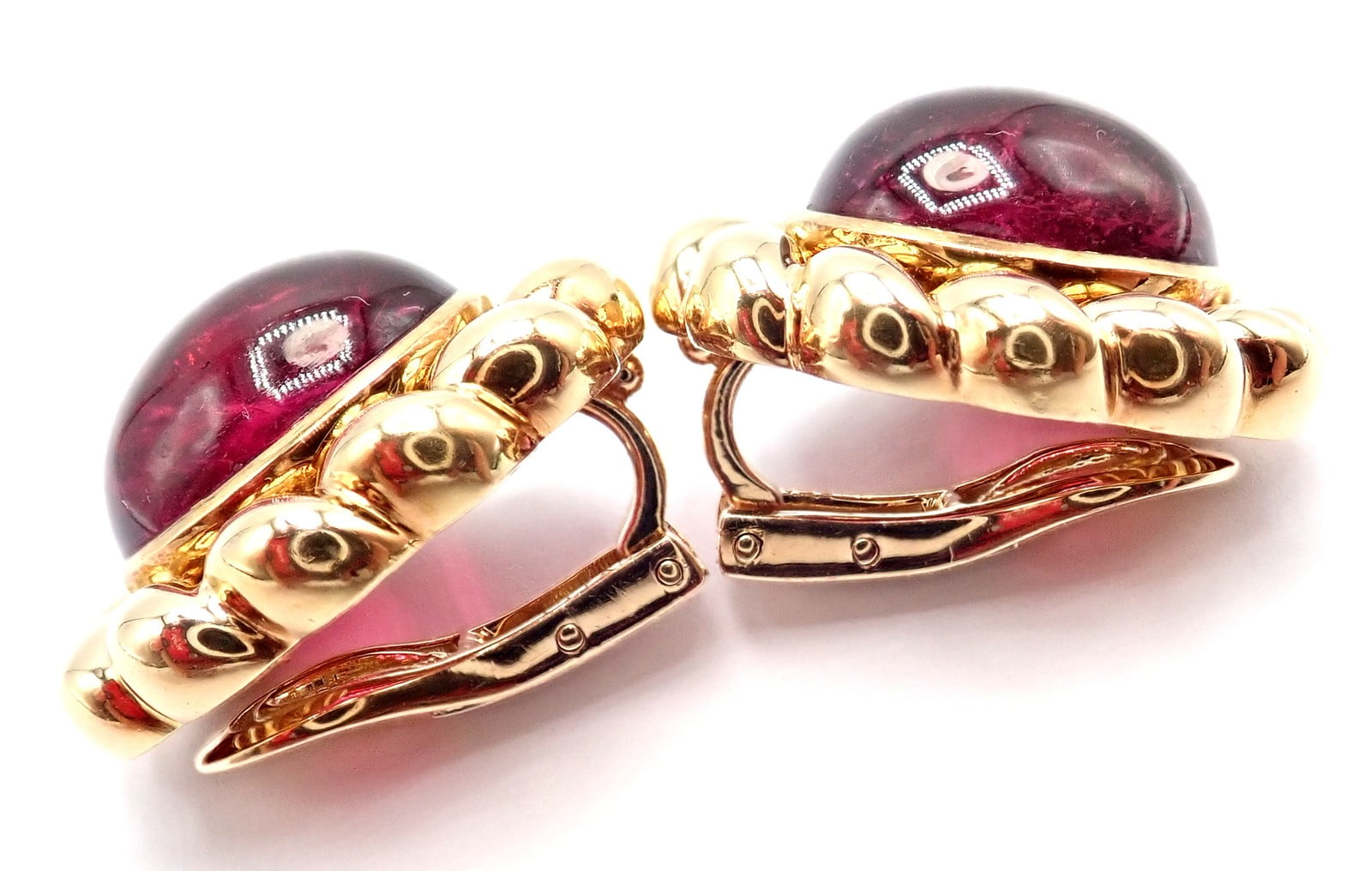 Authentic! Vintage Tiffany & Co 18k Yellow Gold Large Pink Tourmaline Earrings | Fortrove