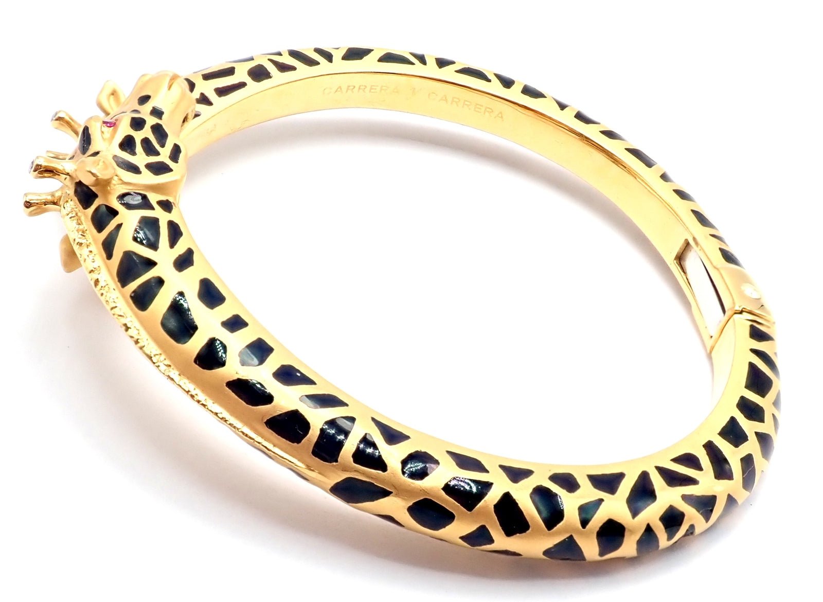 Carrera Y Carrera Giraffe 18k Yellow Gold Diamond Enamel Bangle Bracelet | Fortrove