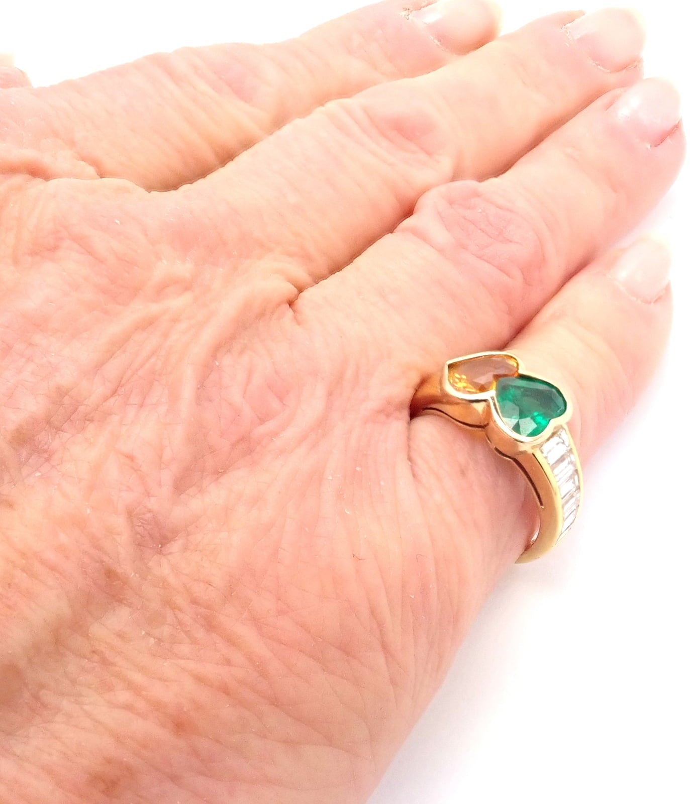 Van Cleef & Arpels Jewelry & Watches:Fine Jewelry:Rings Authentic Van Cleef & Arpels 18k Gold Diamond Emerald Yellow Sapphire Ring Paper