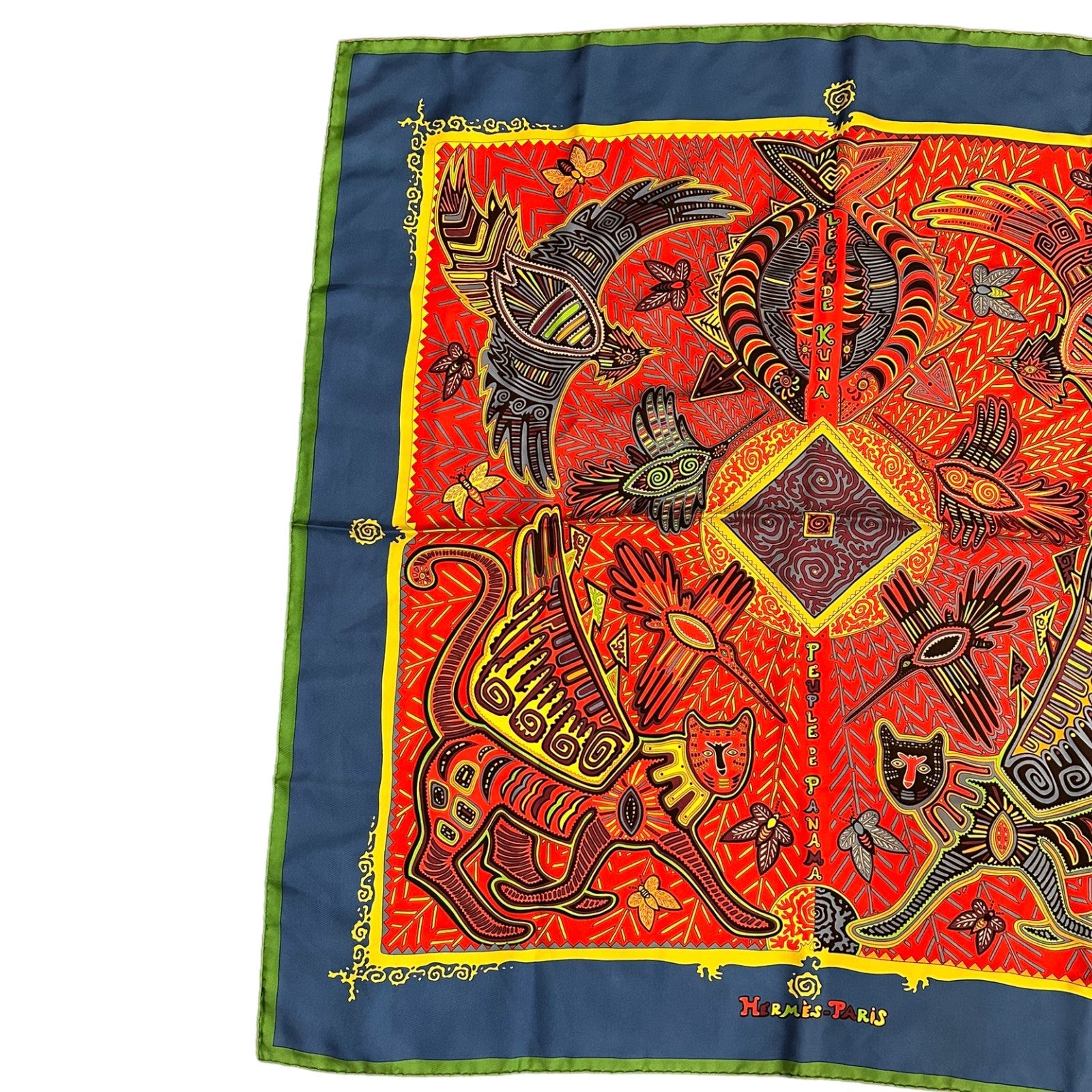 Authentic! Hermes Carre Peuple De Panama Vintage 90cm Mutlicolor Silk Scarf | Fortrove