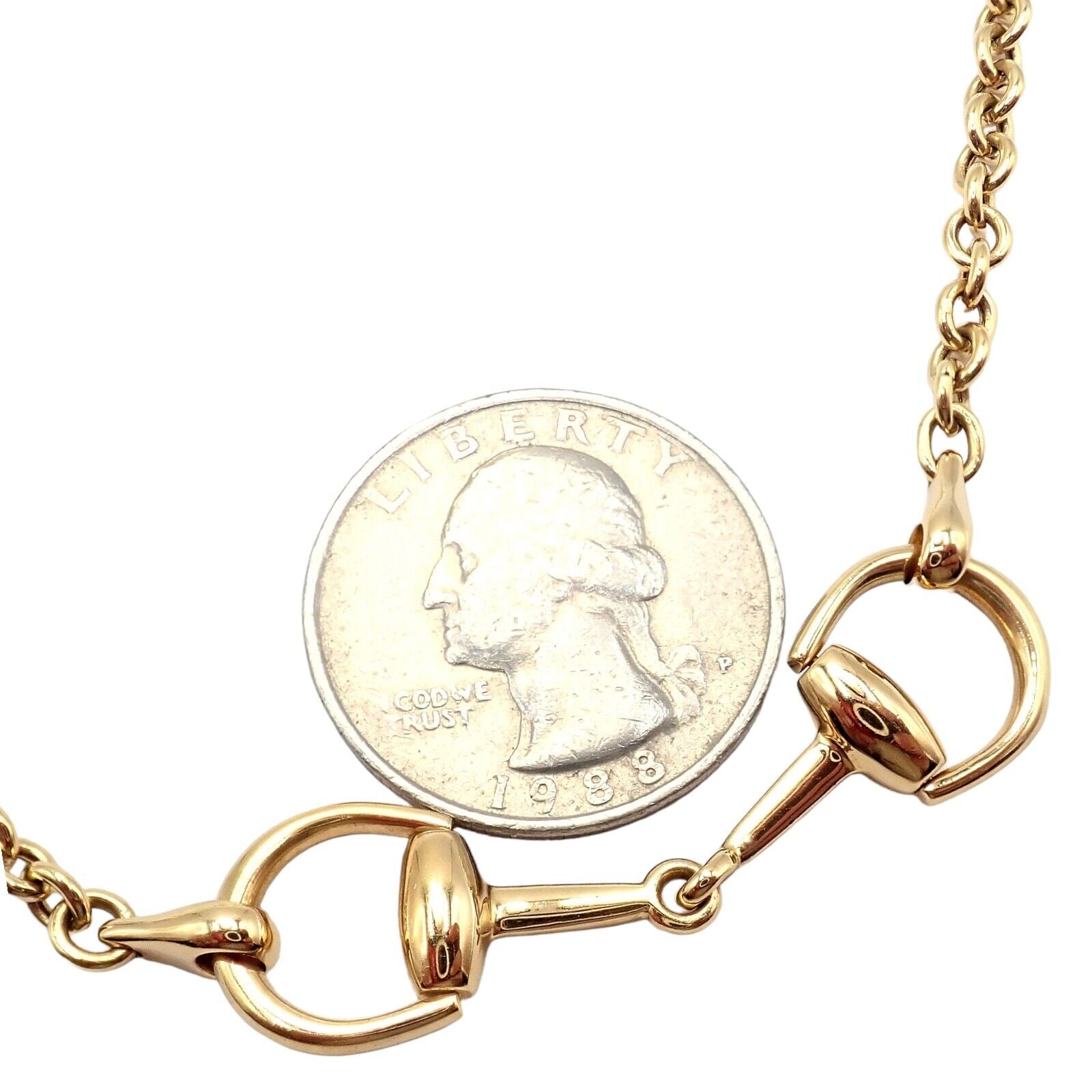 Rare! Authentic Gucci 18k Yellow Gold Horsebit 34.5" Long Chain Sautoir Necklace | Fortrove