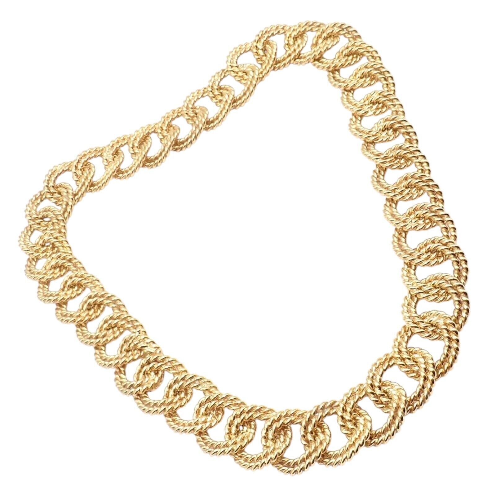 Rare! Authentic Verdura 18k Yellow Gold Rope Link Choker Necklace | Fortrove