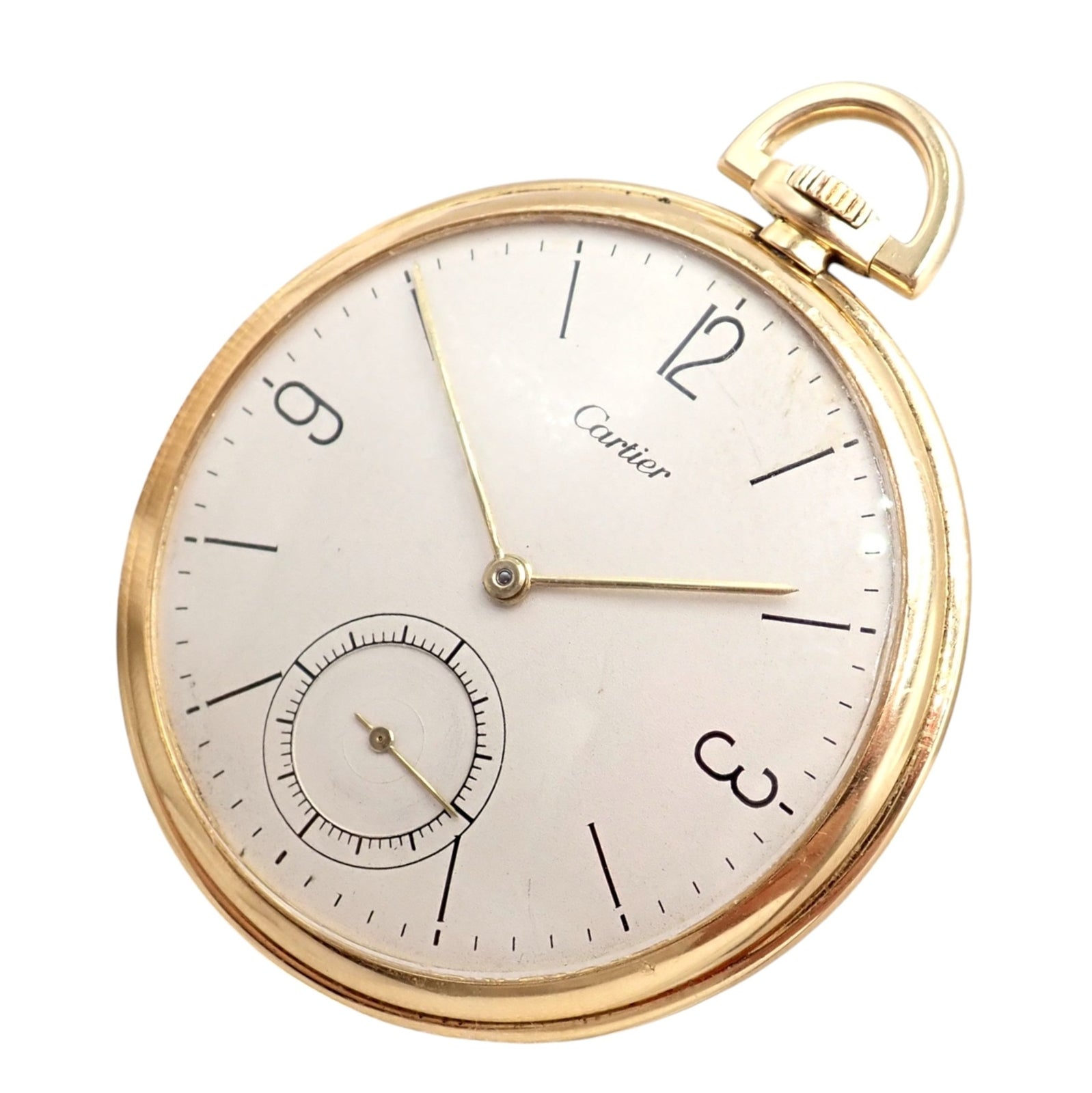 IWC International Watch Co. Cartier 18k Yellow Gold 19s Thin Pocket Watch 1940's | Fortrove