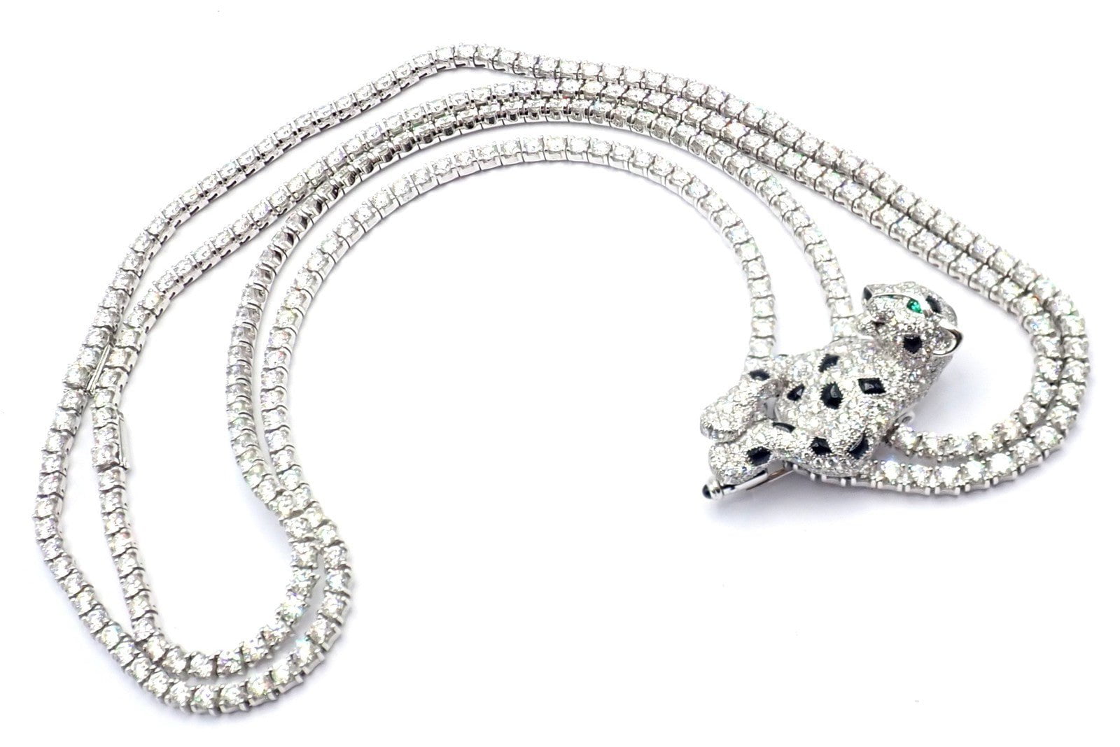 Panthere de Cartier Panther 18k Gold Multi-Wear Paved Diamond Necklace Paper Box | Fortrove