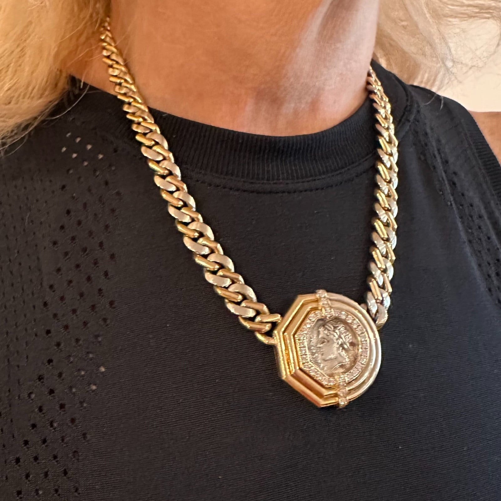 Bvlgari Jewelry & Watches:Fine Jewelry:Necklaces & Pendants Bvlgari Bulgari 18k Yellow White Gold Diamond Monete Antique Coin Link Necklace
