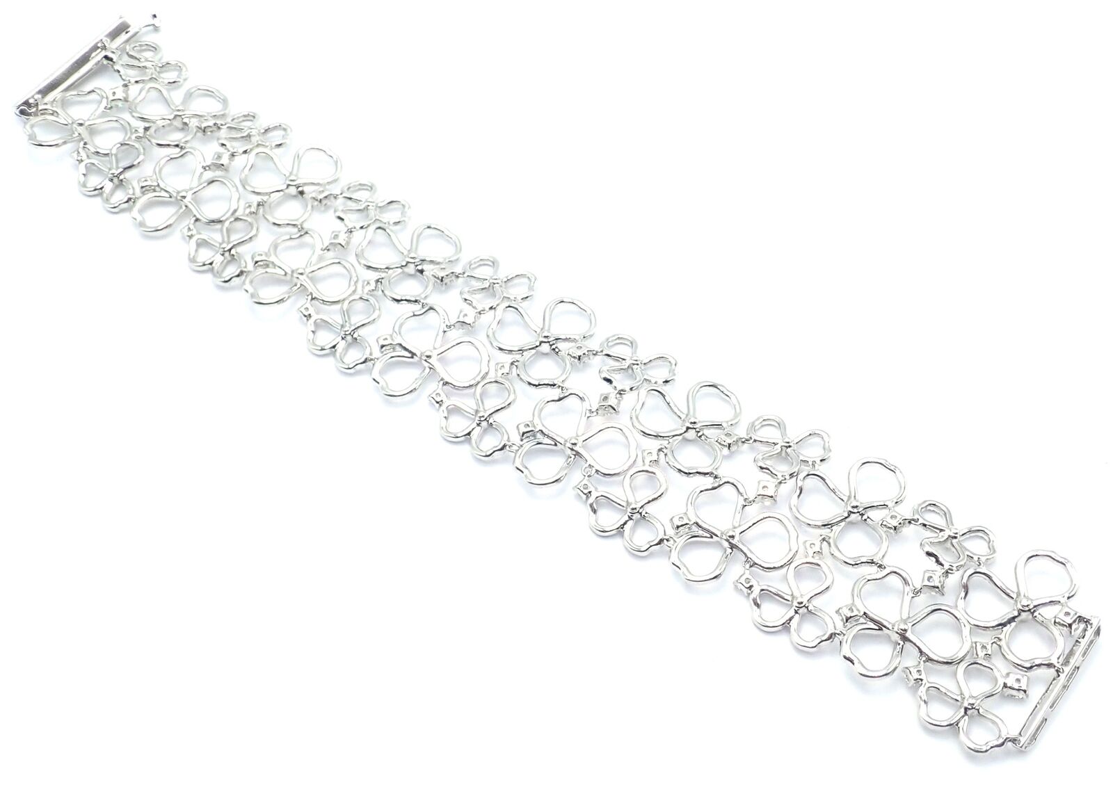 Authentic! Tiffany & Co Paper Flowers Platinum Diamond Wide Bracelet | Fortrove