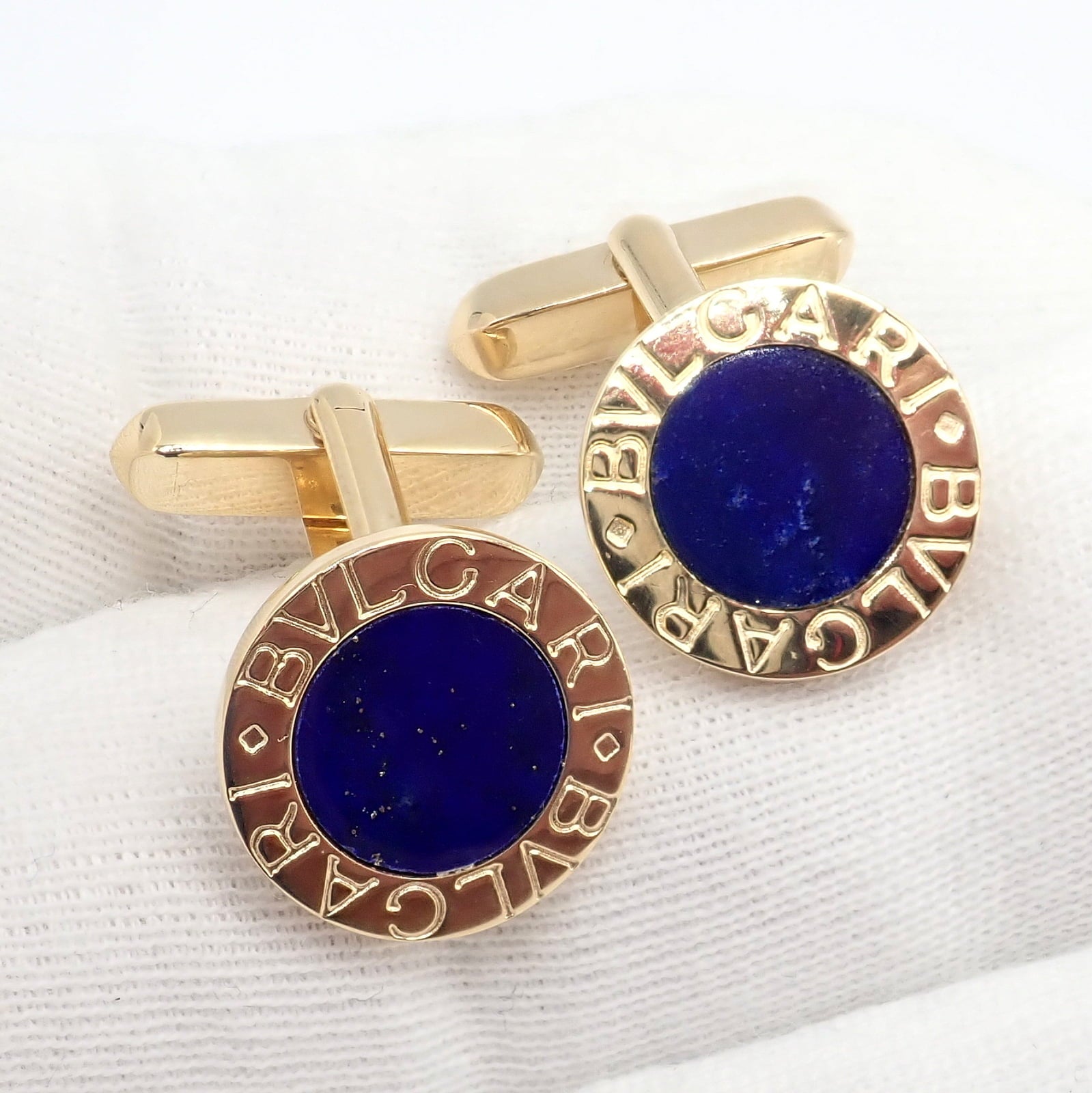 Bvlgari Jewelry & Watches:Men's Jewelry:Cufflinks Authentic! Bvlgari Bulgari 18k Yellow Gold Lapis Lazuli Cufflinks