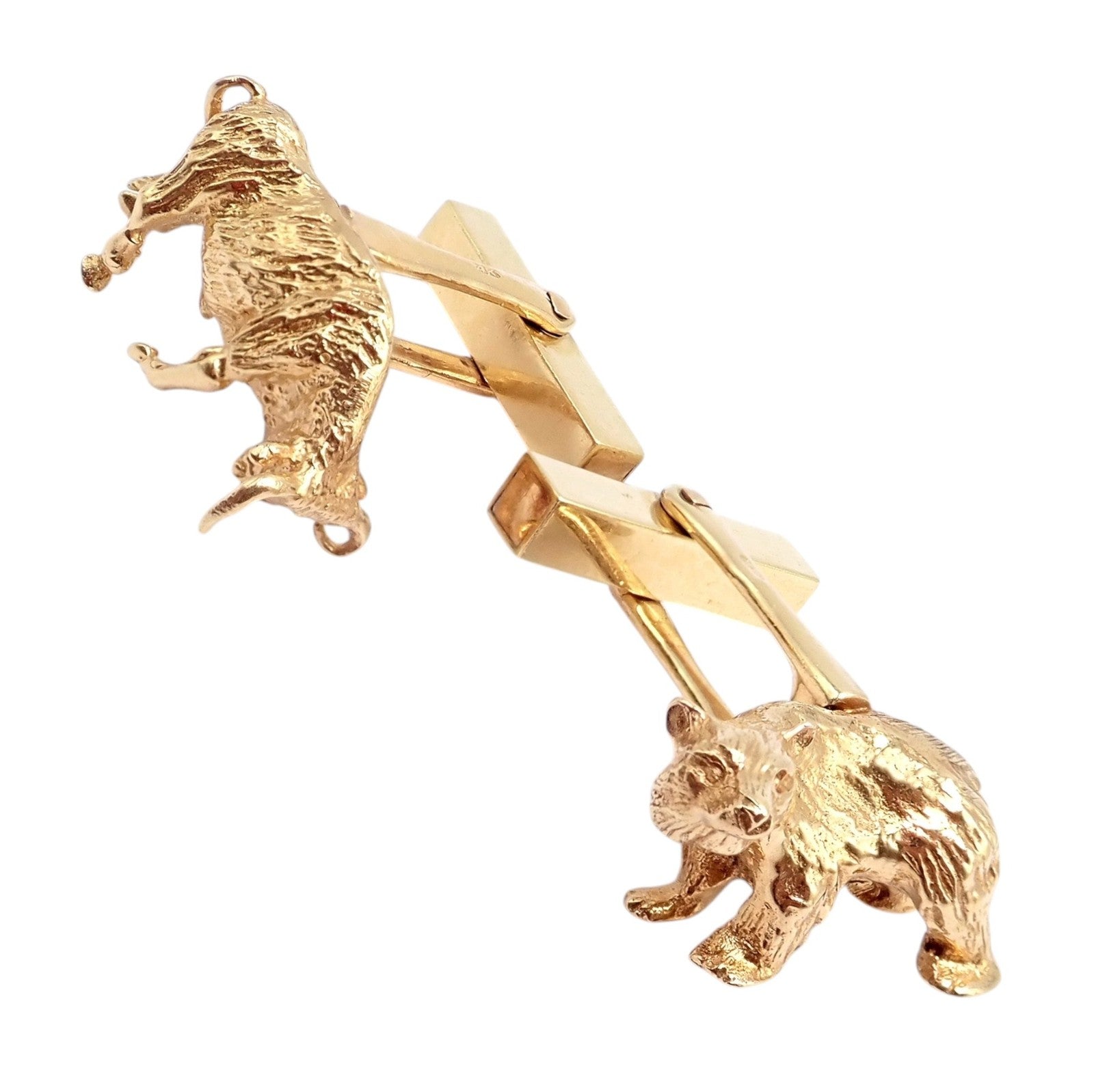 Tiffany & Co. Jewelry & Watches:Men's Jewelry:Cufflinks Rare! Vintage Tiffany & Co. 14k Yellow Gold Stock Market Bull Bear Cufflinks
