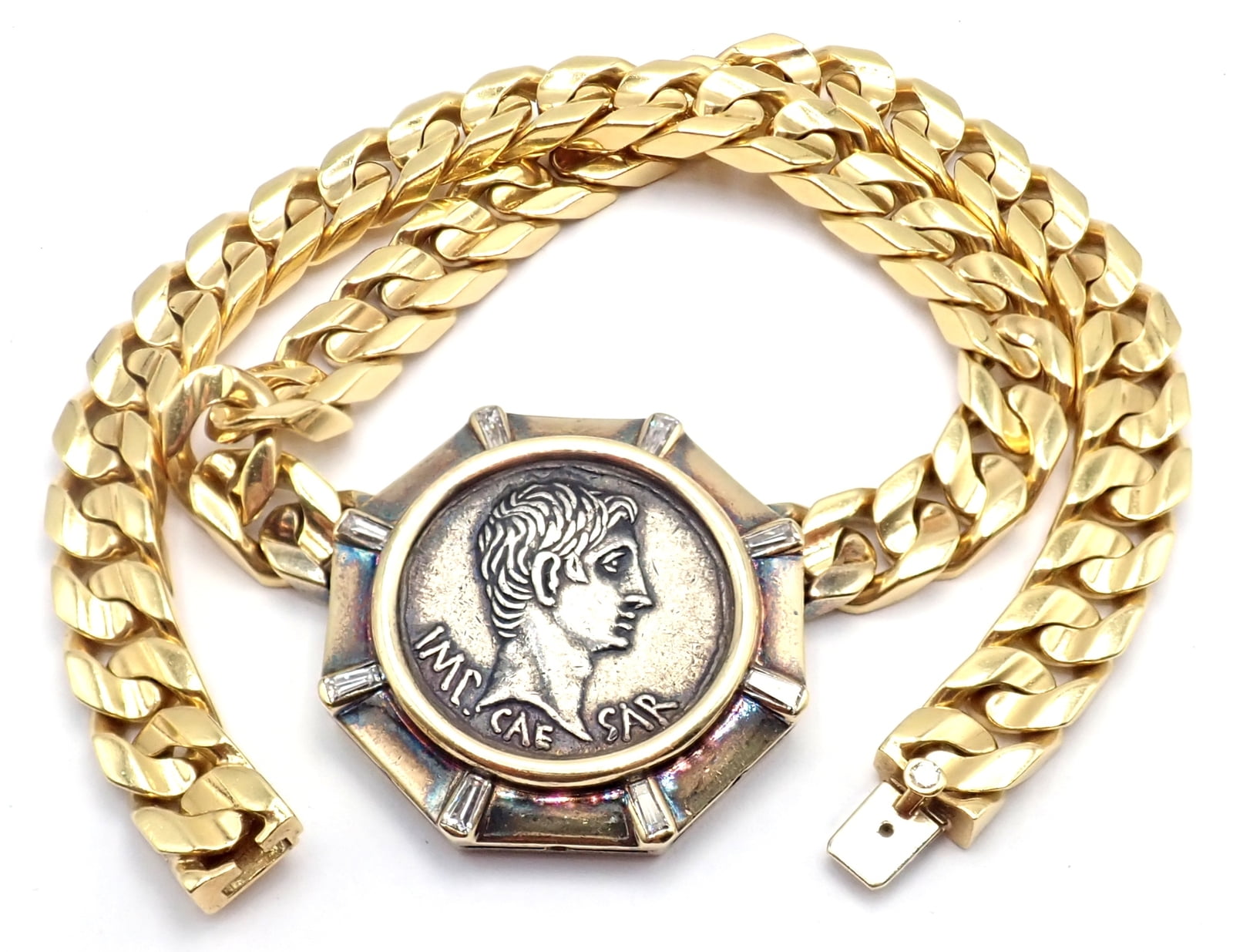 Bvlgari Jewelry & Watches:Fine Jewelry:Necklaces & Pendants Rare! Bvlgari Bulgari 18k Yellow Gold Diamond Monete Antique Coin Link Necklace