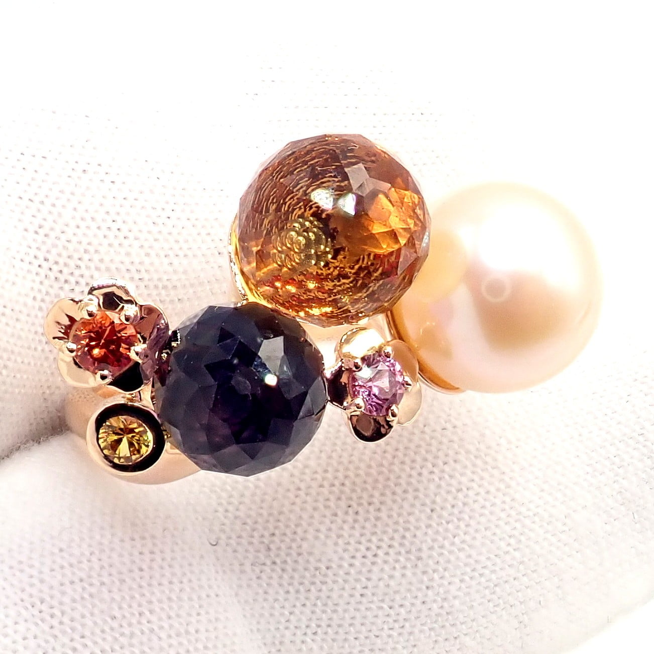 CHANEL Jewelry & Watches:Fine Jewelry:Rings Chanel Mademoiselle 18k Rose Gold Diamond Amethyst Citrine Ring sz 5.75