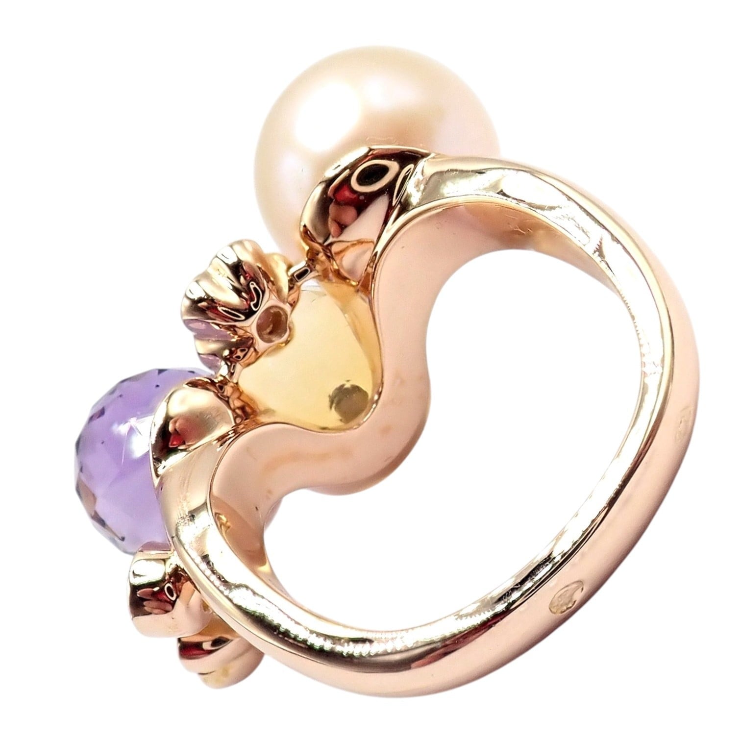 CHANEL Jewelry & Watches:Fine Jewelry:Rings Chanel Mademoiselle 18k Rose Gold Diamond Amethyst Citrine Ring sz 5.75