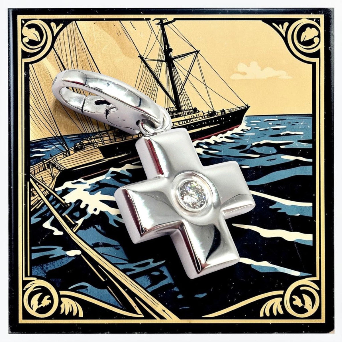 Cartier Jewelry & Watches:Fine Jewelry:Necklaces & Pendants Authentic! Cartier 18k White Gold Diamond Small Cross Charm Pendant
