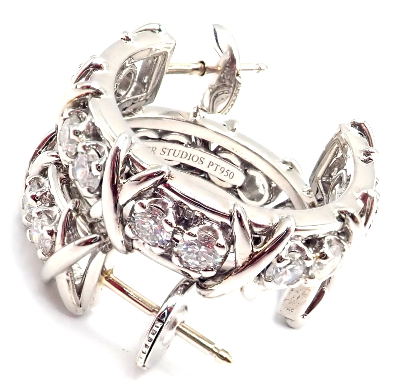 Jean Schlumberger for Tiffany & Co. Jewelry & Watches:Fine Jewelry:Earrings Authentic Tiffany & Co Schlumberger Twenty Stones Platinum Diamond Hoop Earrings