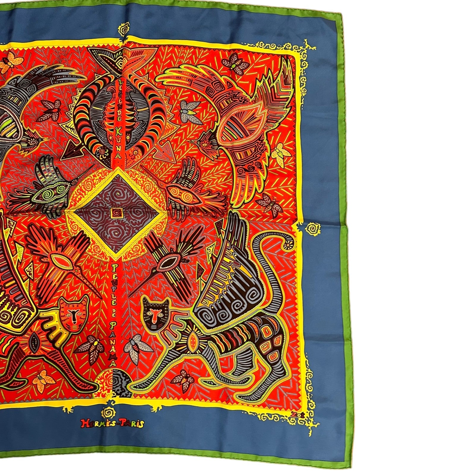Authentic! Hermes Carre Peuple De Panama Vintage 90cm Mutlicolor Silk Scarf | Fortrove