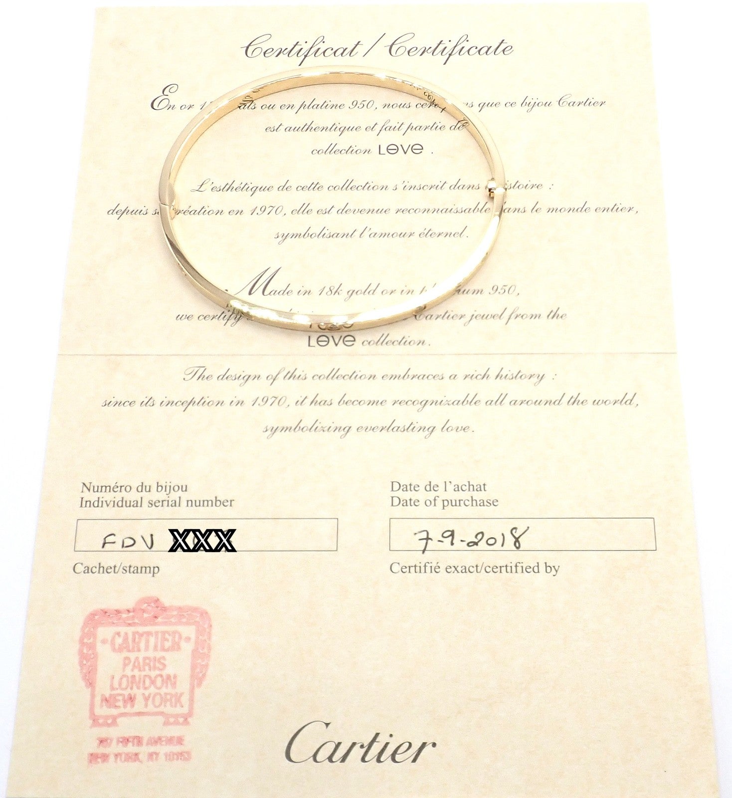 Cartier Love 18k Yellow Gold 10 Diamond Small Model Bangle Bracelet Sz 19 Cert. | Fortrove