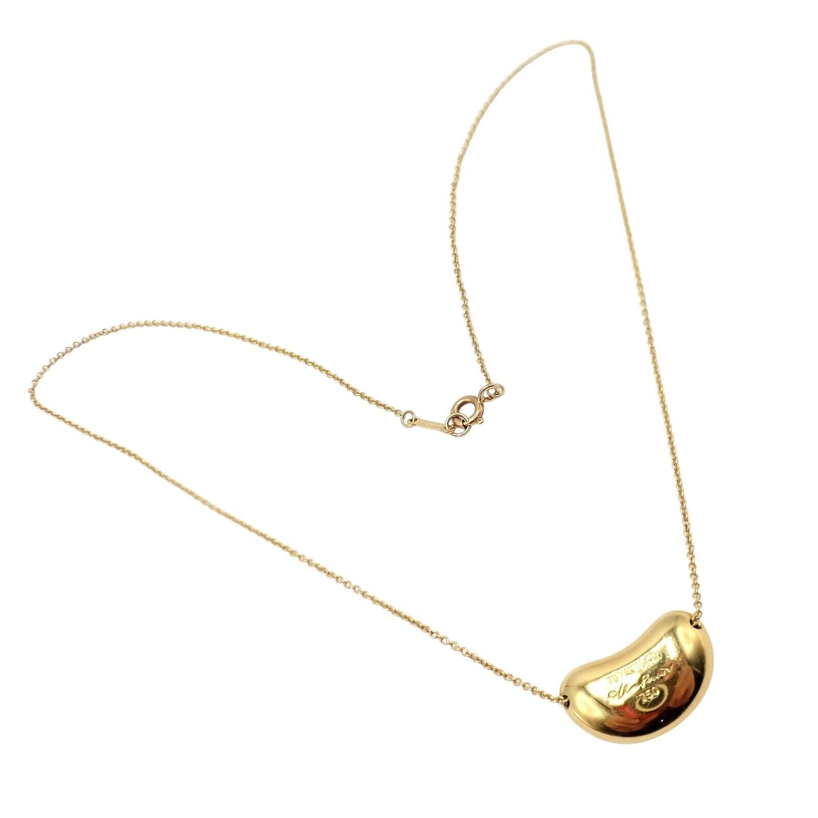 Authentic! Tiffany & Co Elsa Peretti 18k Yellow Gold Medium Bean Necklace | Fortrove