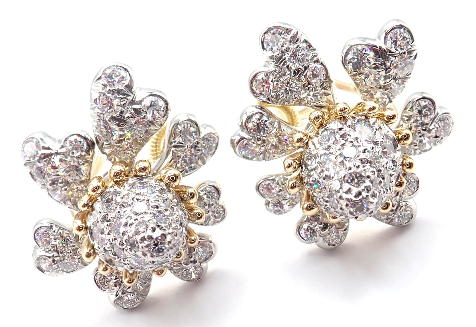 Jean Schlumberger for Tiffany & Co. Jewelry & Watches:Fine Jewelry:Earrings Tiffany & Co Schlumberger Cones And Petals 18k Gold Platinum Diamond Earrings