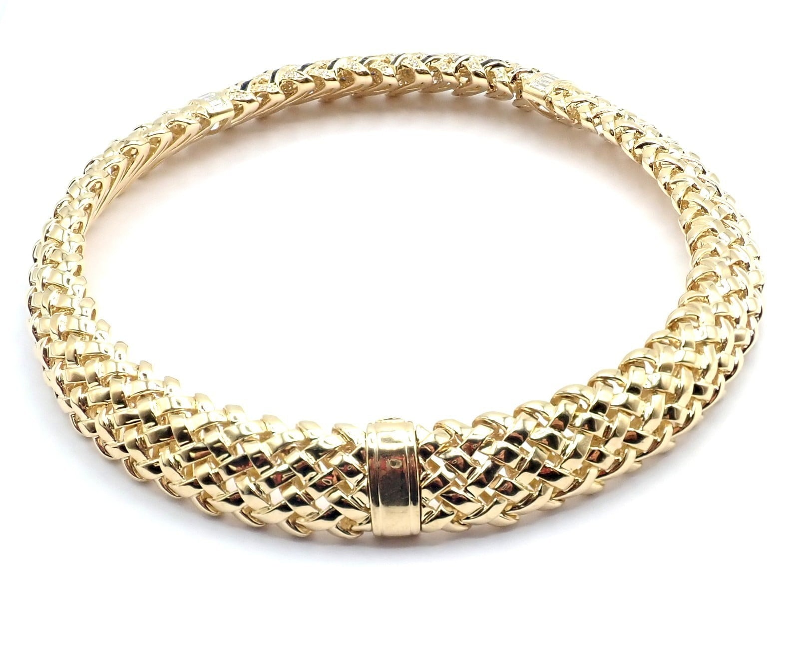 Tiffany & Co. Jewelry & Watches:Fine Jewelry:Necklaces & Pendants Authentic Tiffany & Co Vannerie 18k Yellow Gold Diamond Sapphire Weave Necklace