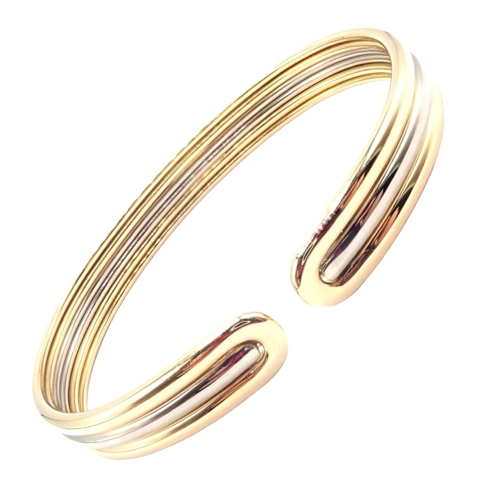 Authentic! Van Cleef & Arpels 18k Yellow & White Gold Bangle Cuff Bracelet Paper | Fortrove