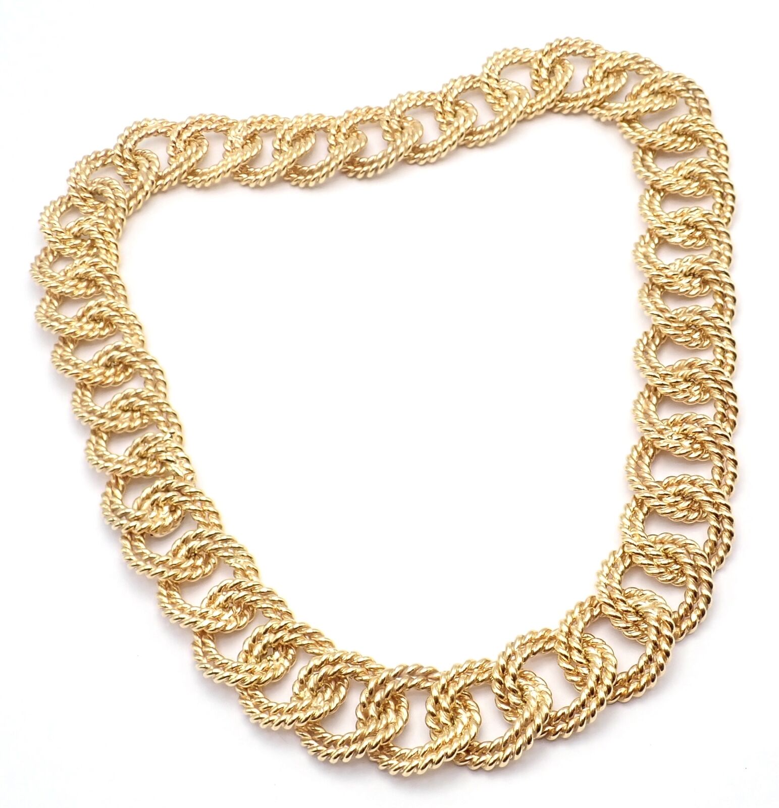 Rare! Authentic Verdura 18k Yellow Gold Rope Link Choker Necklace | Fortrove