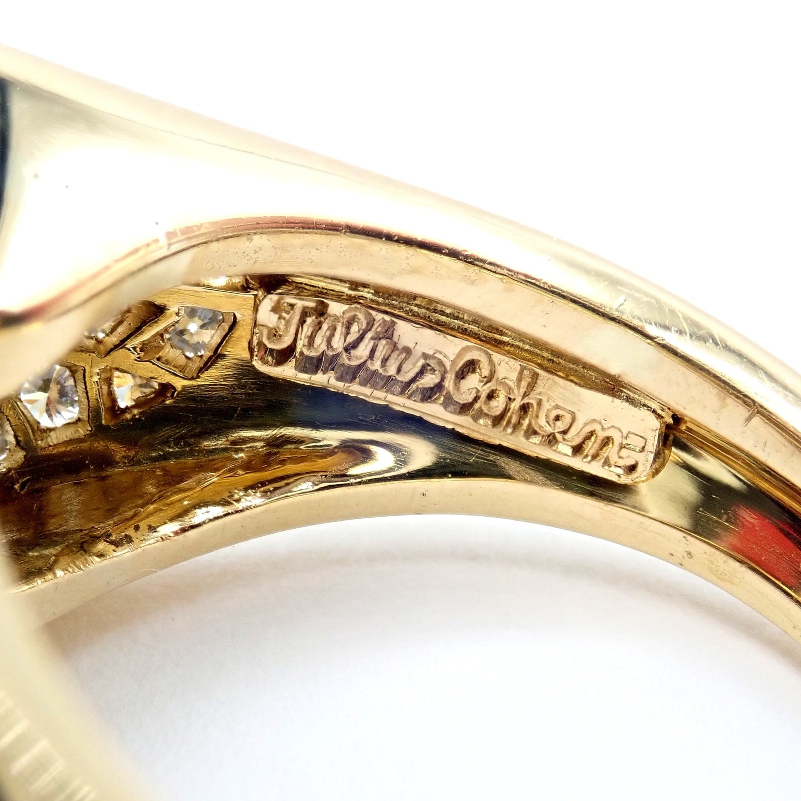 Authentic! Julius Cohen 18k Yellow Gold Diamond Lapis Ring | Fortrove