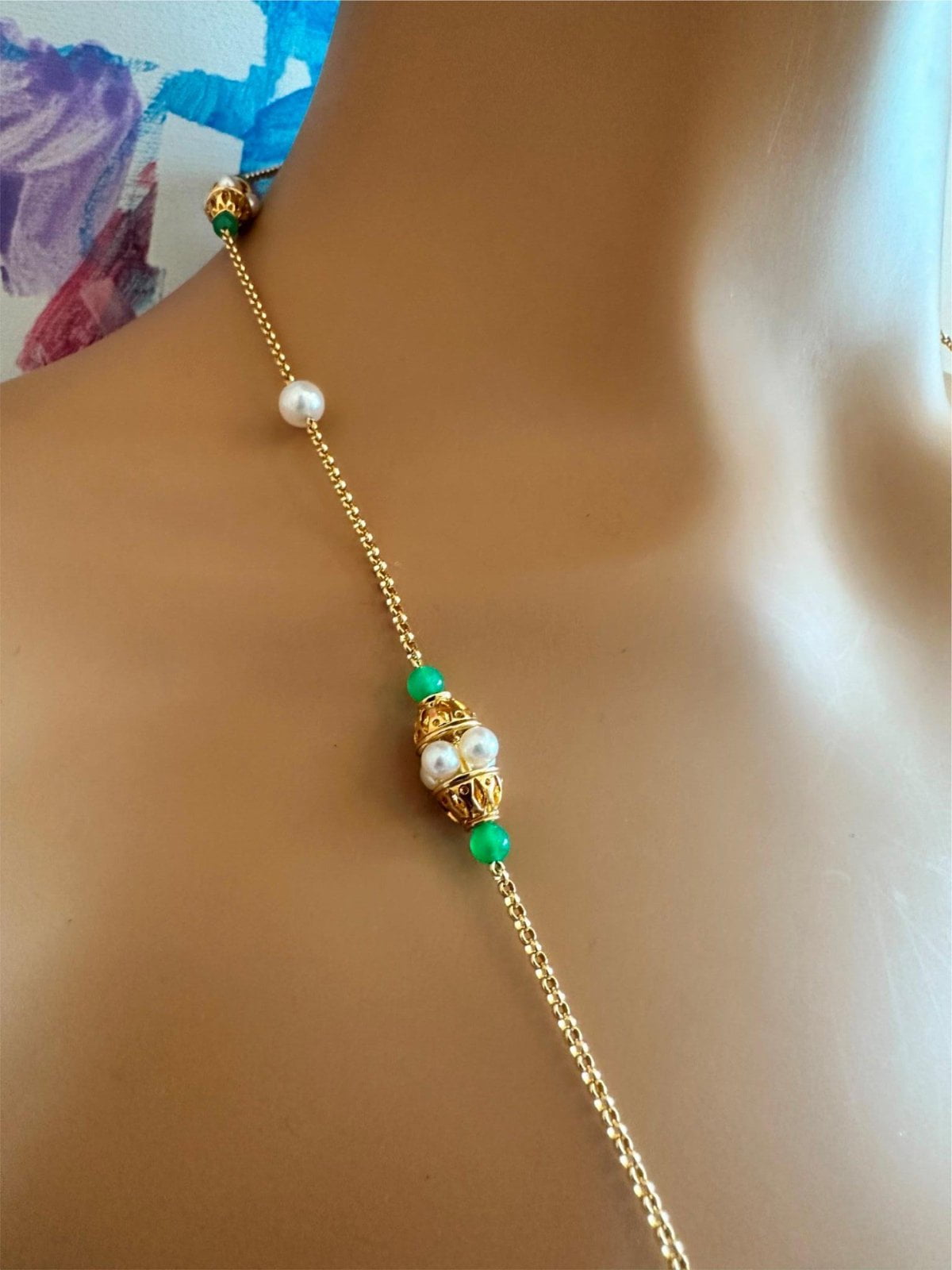 Mikimoto Jewelry & Watches:Fine Jewelry:Necklaces & Pendants Vintage! Mikimoto 18k Yellow Gold Pearl Chalcedony 32" Long Necklace