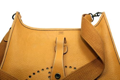 Hermes Clothing, Shoes & Accessories:Women:Women's Bags & Handbags Authentic! Hermes Evelyne Dark Tan Clemence Leather GM Handbag Purse