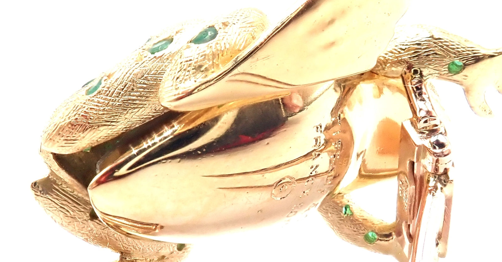 Vintage! Tiffany & Co. France 20k Yellow Gold Ruby Emerald Frog Pin Brooch | Fortrove