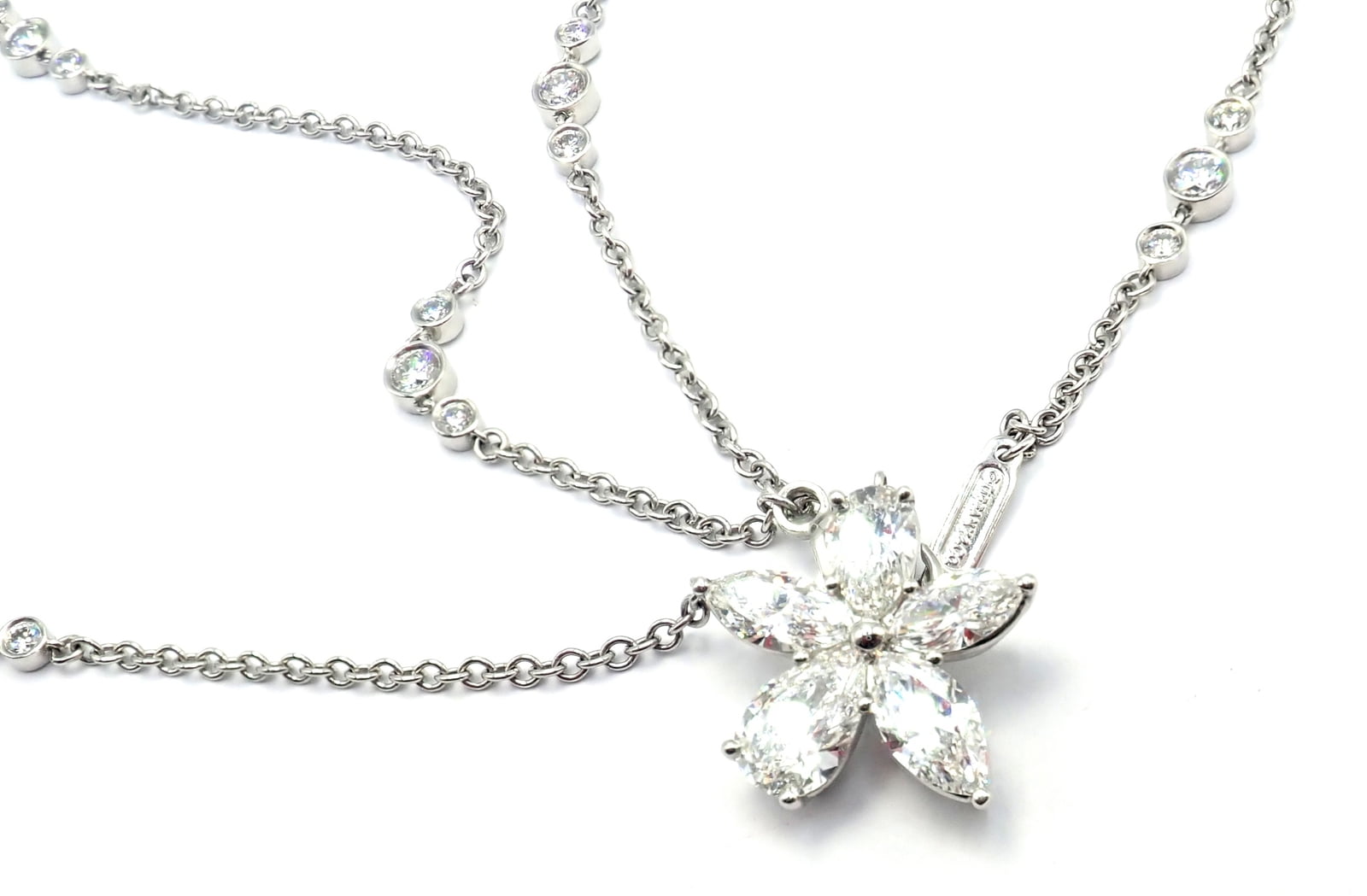 Tiffany & Co. Jewelry & Watches:Fine Jewelry:Necklaces & Pendants Authentic! Tiffany & Co Victoria Platinum Diamond Mixed Cluster Pendant Necklace