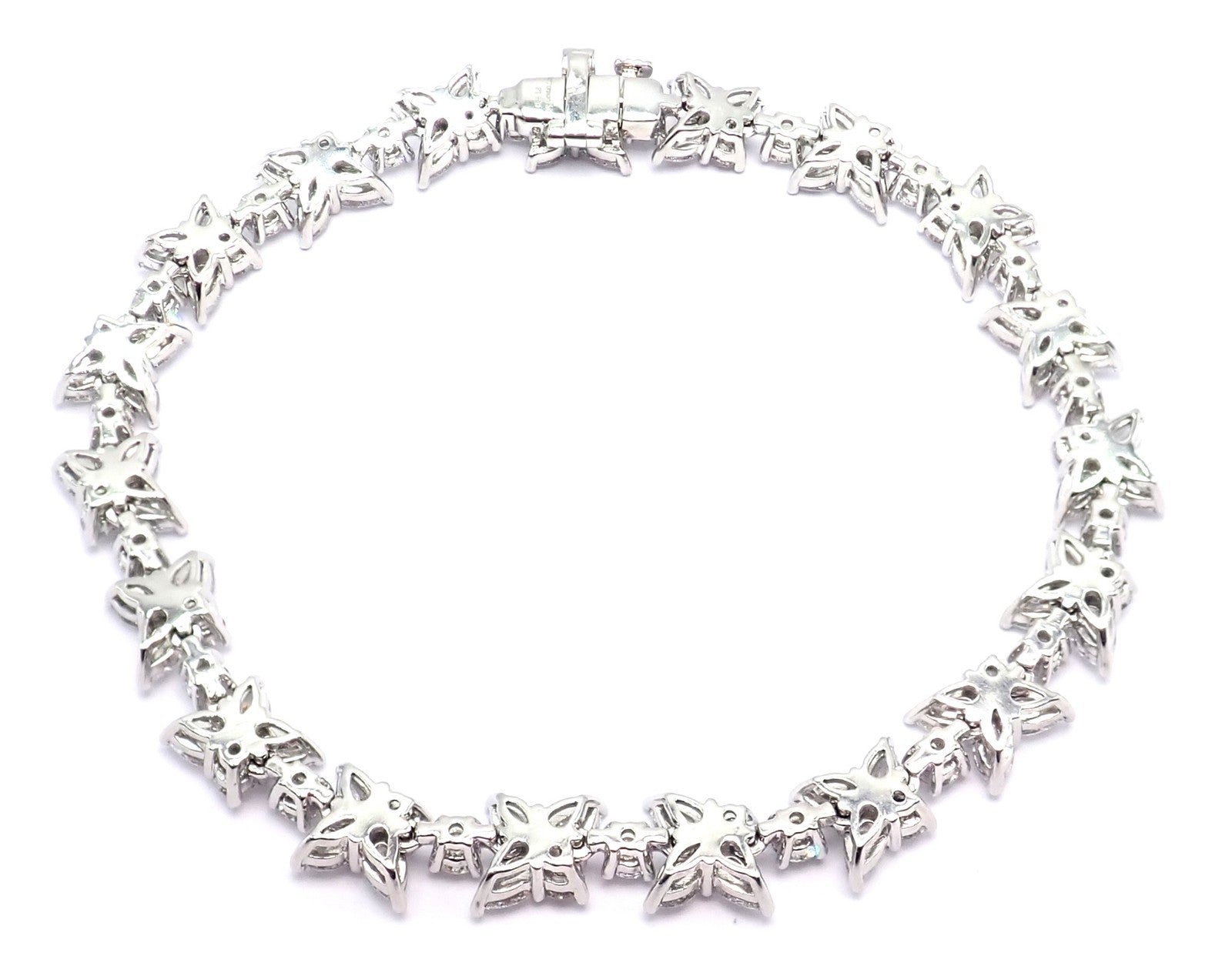 Authentic! Tiffany & Co Victoria Platinum Diamond Mixed Cluster Bracelet | Fortrove