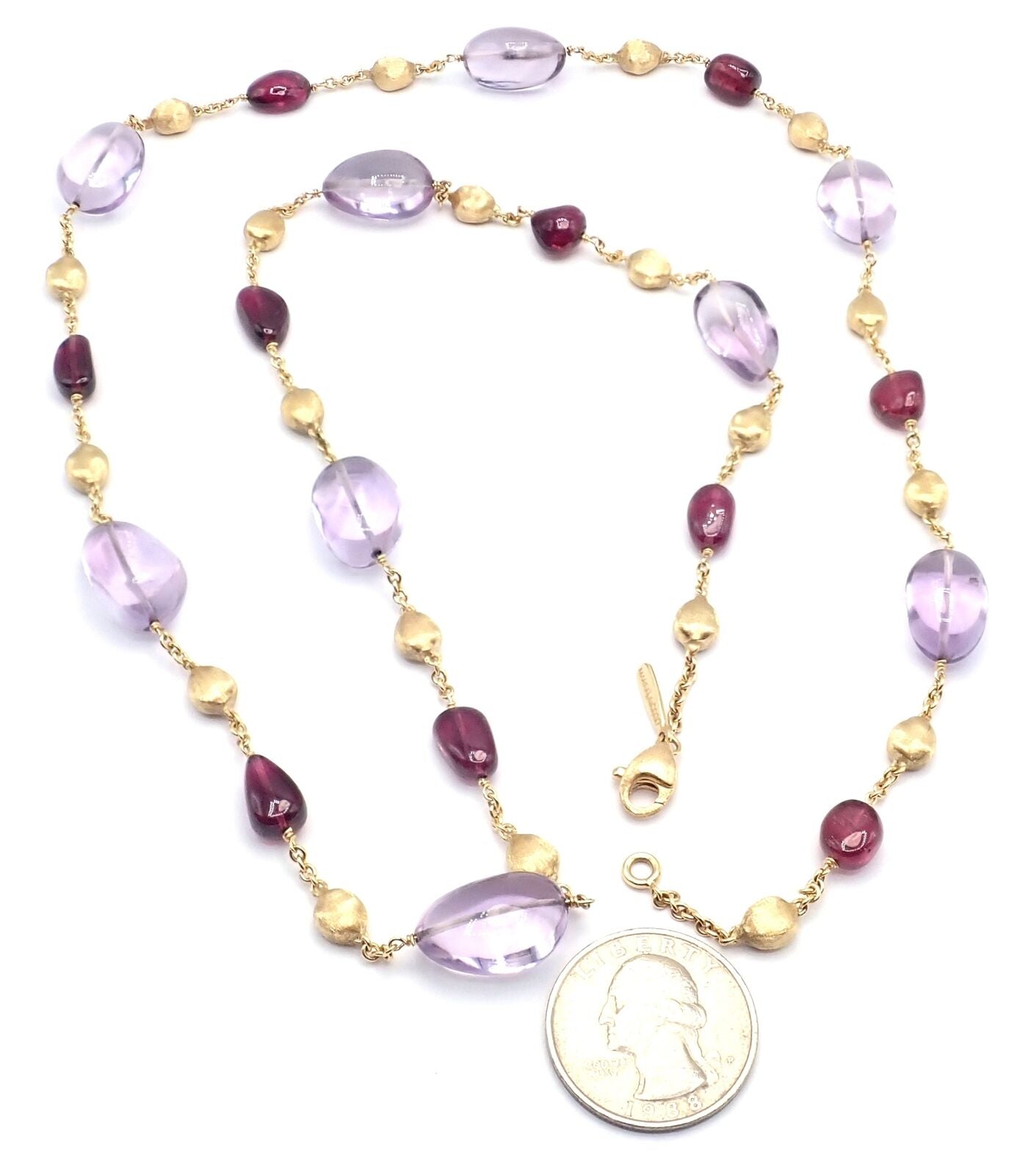 Authentic! Marco Bicego 18k Yellow Gold Amethyst Rhodolite Garnet 31" Necklace | Fortrove