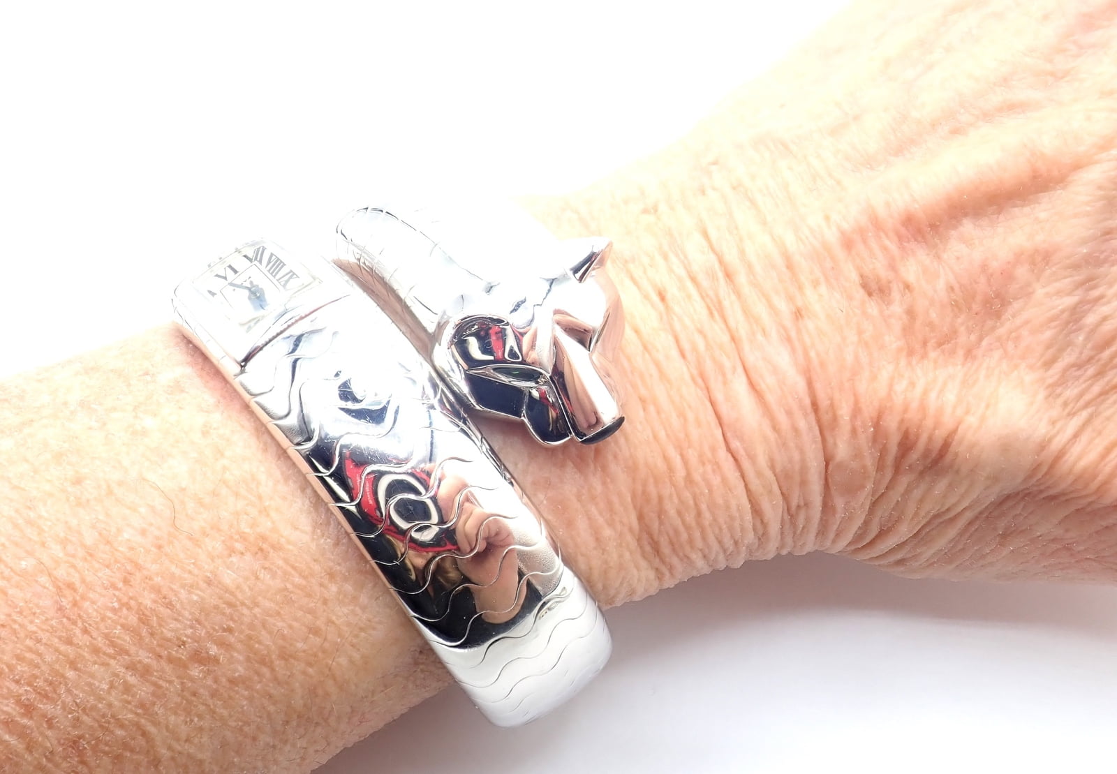 Cartier Jewelry & Watches:Watches, Parts & Accessories:Watches:Wristwatches Cartier Panther Panthere 18k White Gold Lakarda Bangle Bracelet Watch Paper