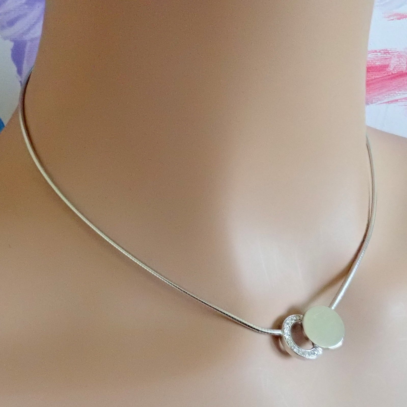 Dinh Van Jewelry & Watches:Fine Jewelry:Necklaces & Pendants Rare! Authentic Modernist Dinh Van 18k White Gold Diamond Ombre De Lune Necklace