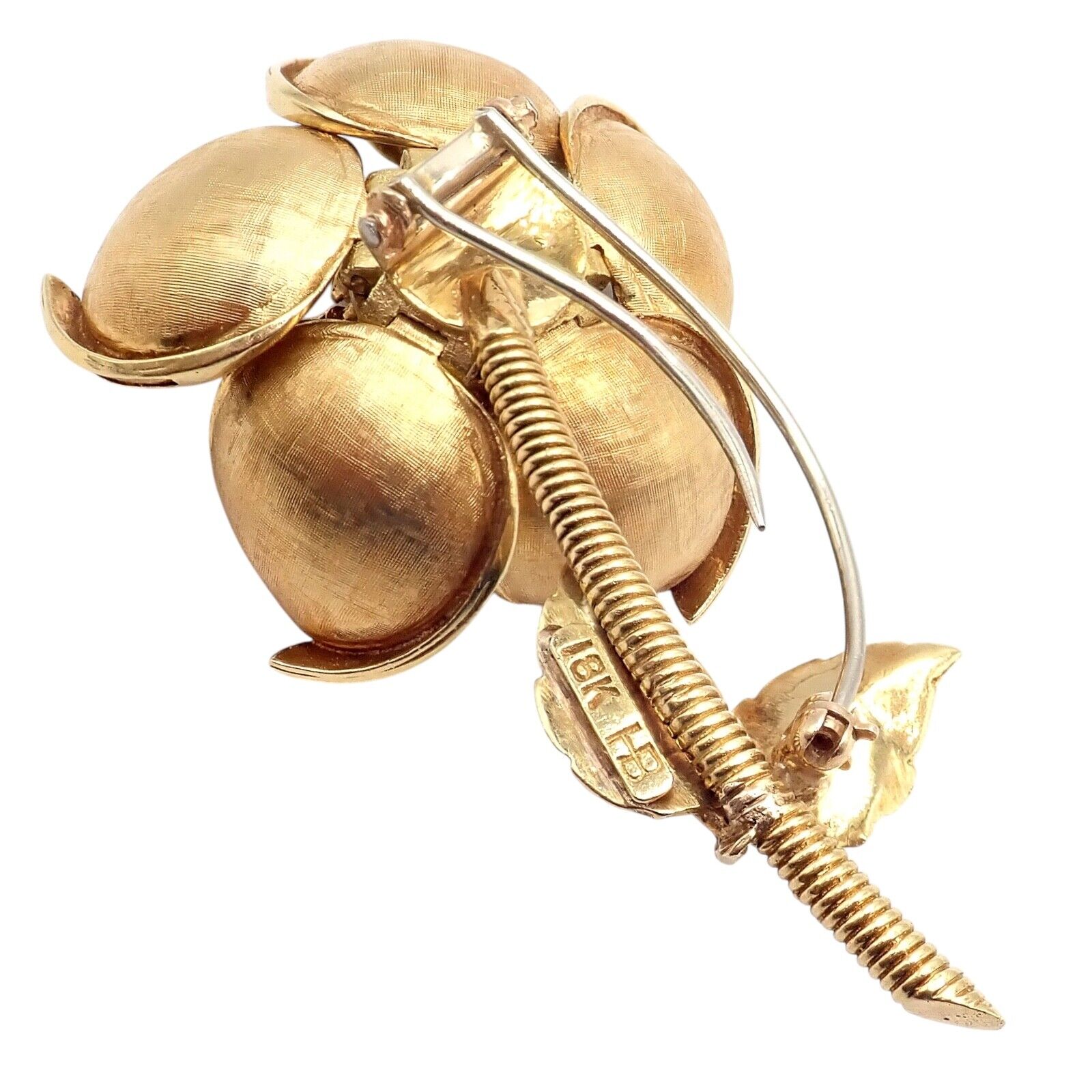 Hammerman Brothers 18k Yellow Gold Diamond Rose Flower Night & Day Brooch Pin | Fortrove