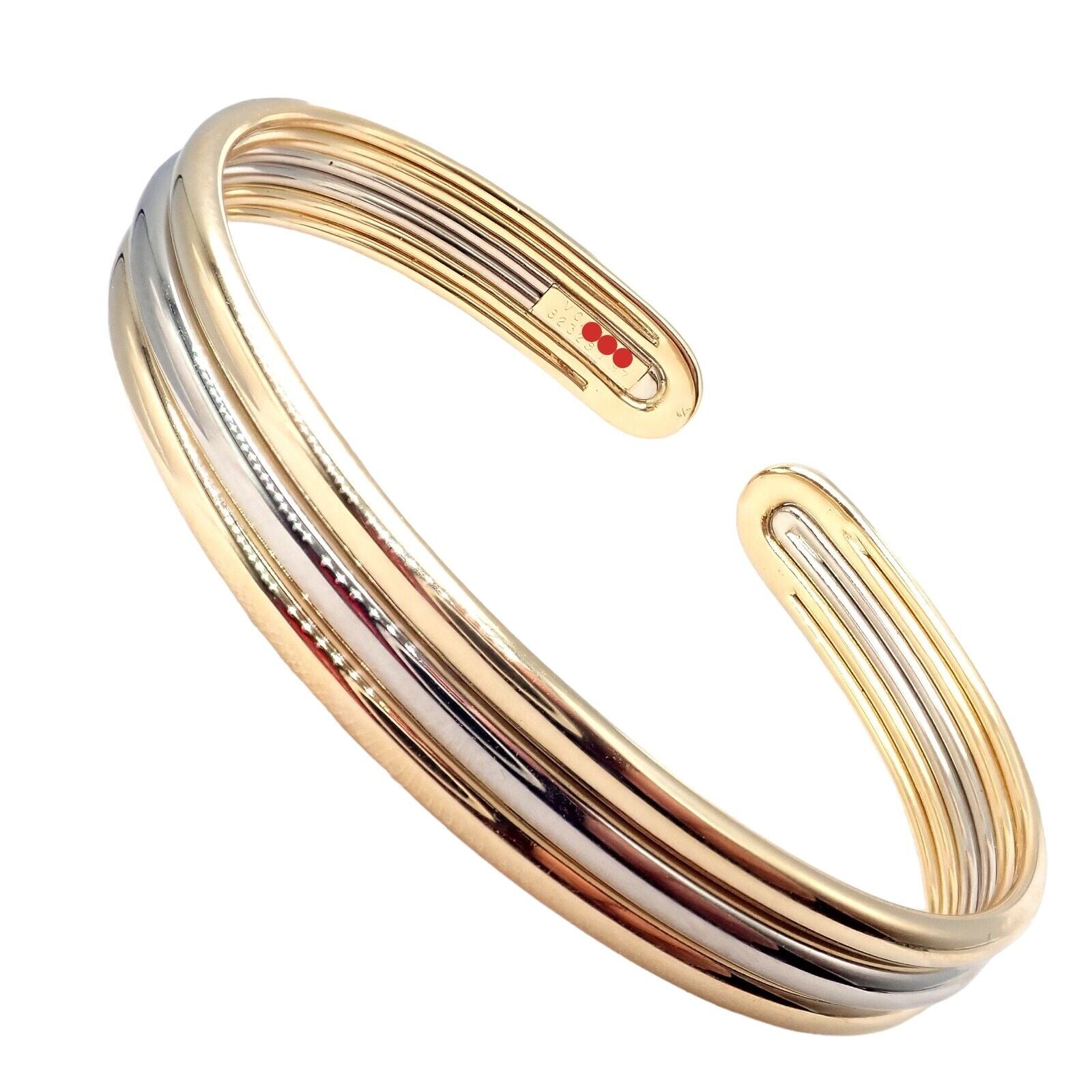 Authentic! Van Cleef & Arpels 18k Yellow & White Gold Bangle Cuff Bracelet | Fortrove