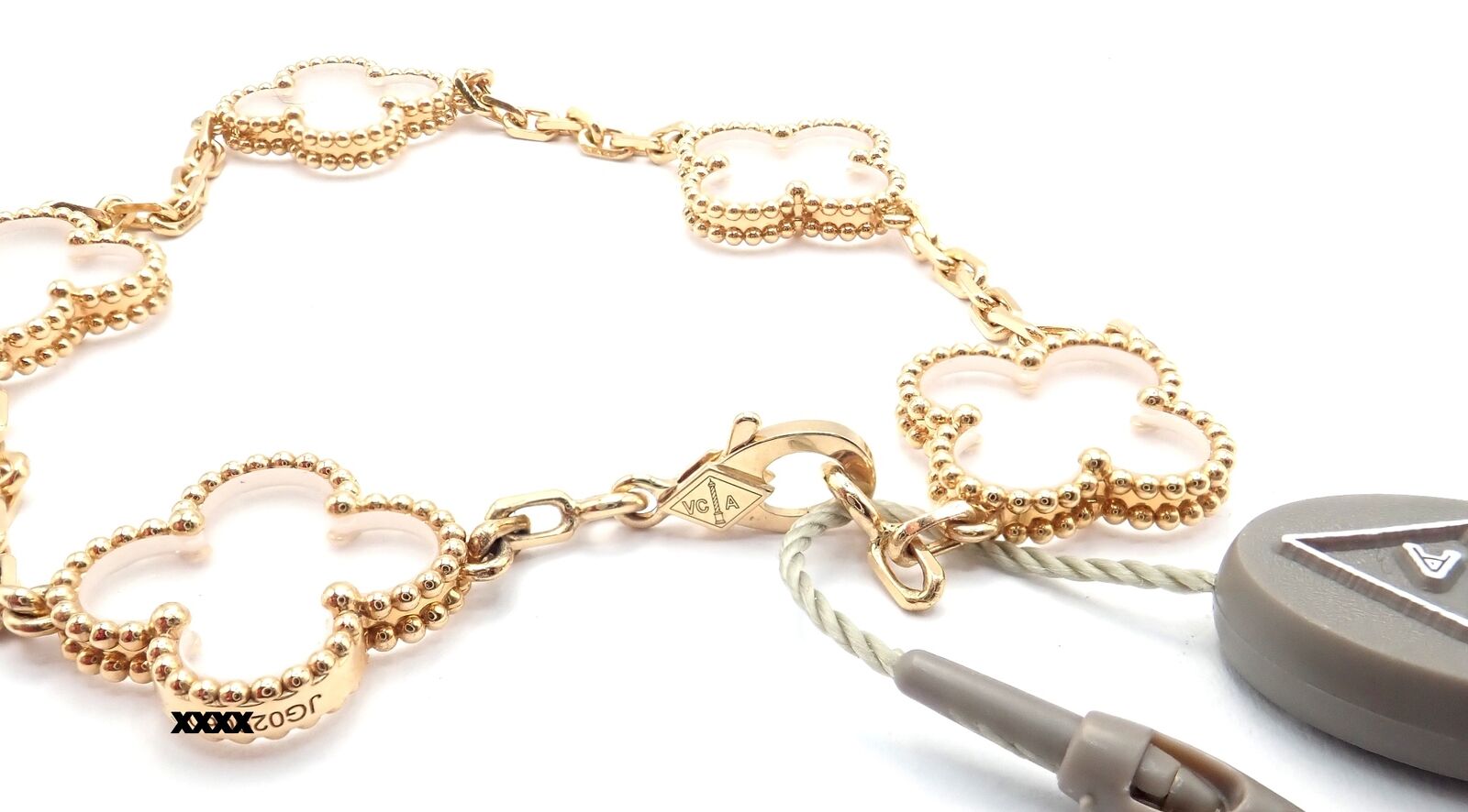 Van Cleef & Arpels 18k Yellow Gold 5 Motif Alhambra Rock Crystal Bracelet Cert | Fortrove