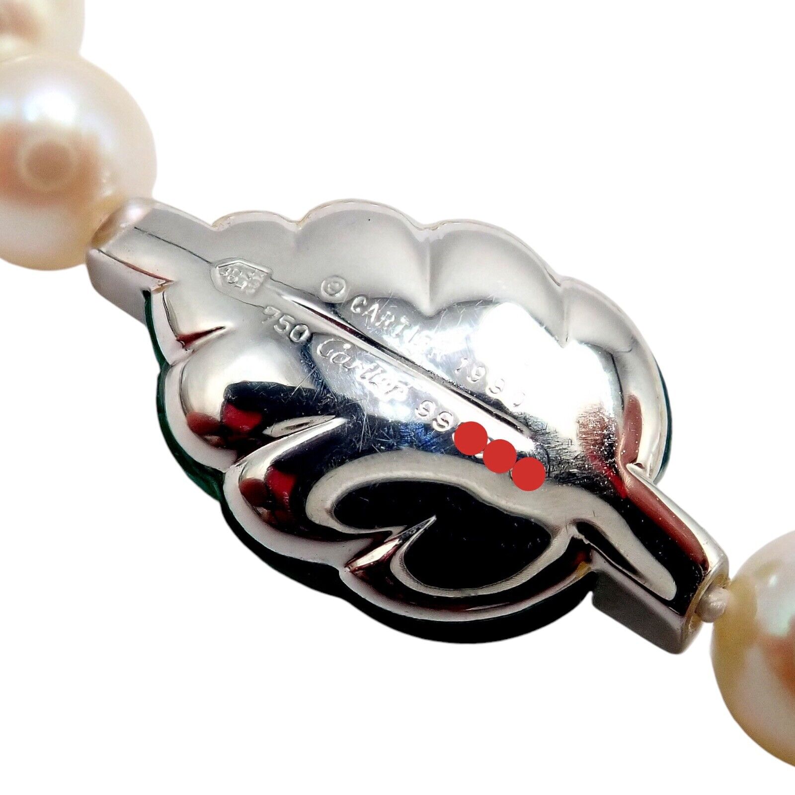 Authentic! Cartier 18k White Gold 7mm Pearl Diamond Chalcedony Patiala Bracelet | Fortrove