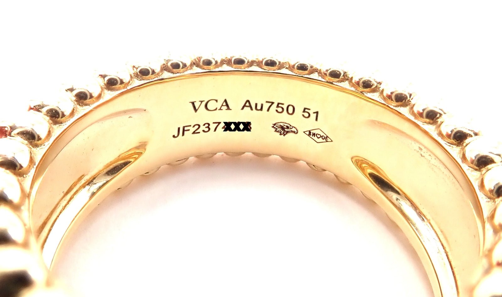 Van Cleef & Arpels 18k Yellow Gold Perlee Diamond 5 Row Band Ring Size 5.75 Cert | Fortrove