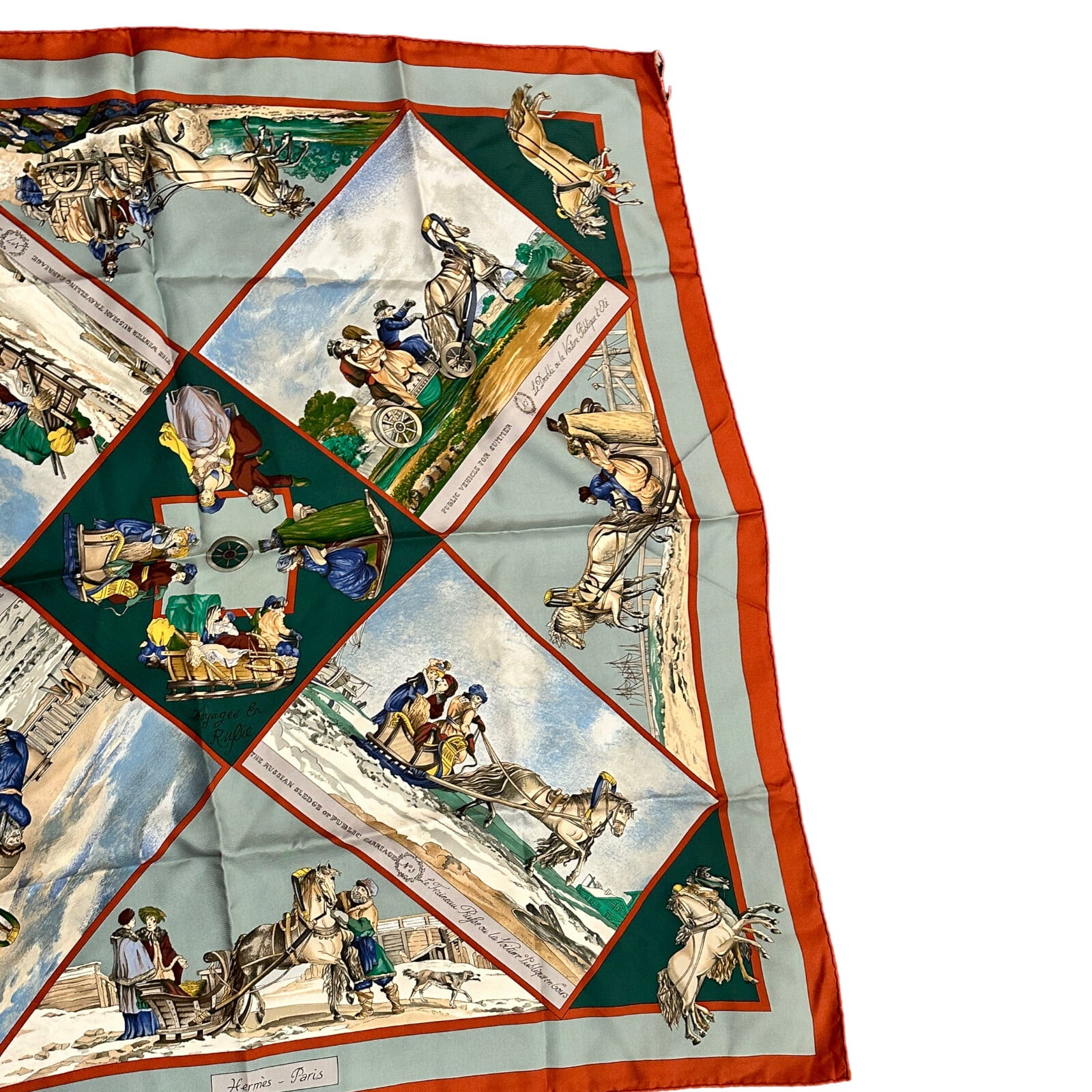 Hermes Clothing, Shoes & Accessories:Women:Women's Accessories:Scarves & Wraps Authentic! Hermes A Walk Voyages en Russie Russia Loic Dubigeon 90cm Silk Scarf