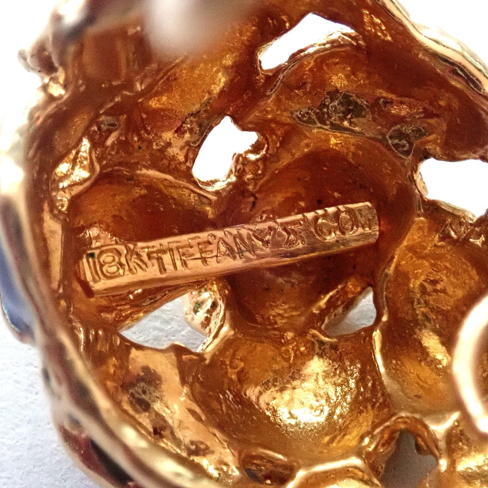 Tiffany & Co. Jewelry & Watches:Fine Jewelry:Earrings Vintage Tiffany & Co Green Blue Enamel 18k Yellow Gold Basket Weave Earrings